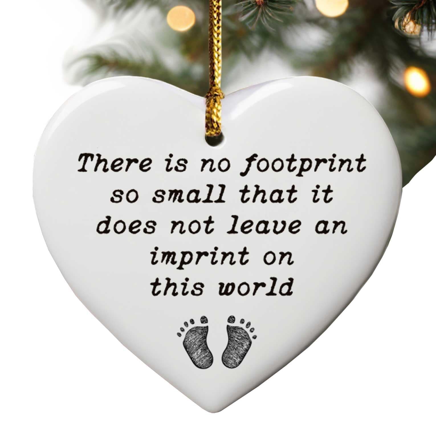Baby Loss Memorial Ornament, Miscarriage Support Gift, Stillborn Baby, No Footprint So Small Ceramic Heart Ornament, Baby Bereavement Sympathy Remembrance