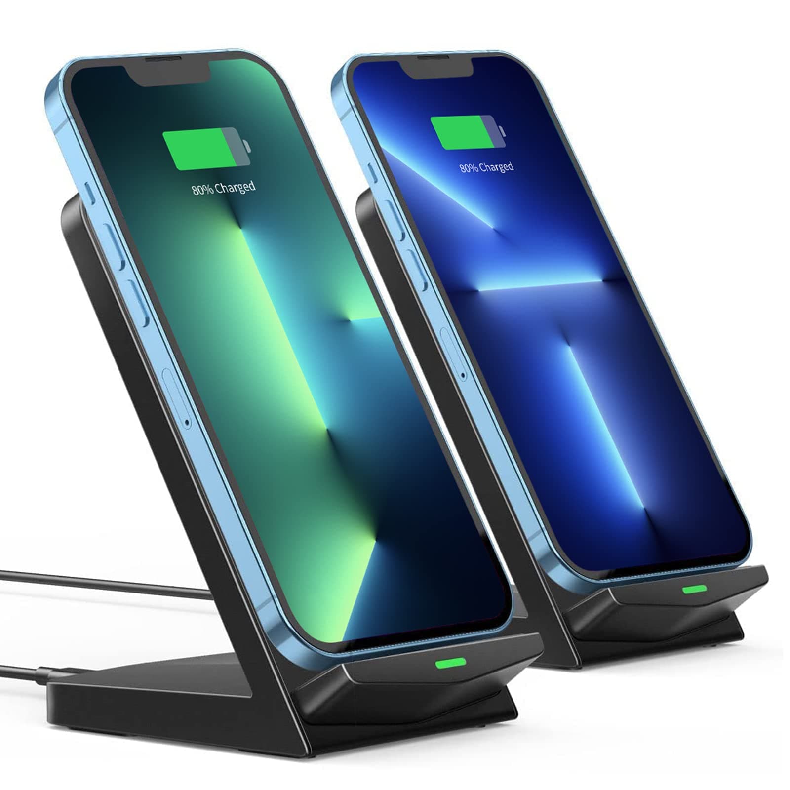 Wireless Charger 2 Packs, Dual-Coil 15W Fast Wireless Charging,Phone Wireless Charger Stand Compatible with iPhone 15/14/13 Pro Max/12/11/SE/XR/XS/8 Plus, Galaxy S21 Ultra/S20/S10, Pixel(NoAdapter)