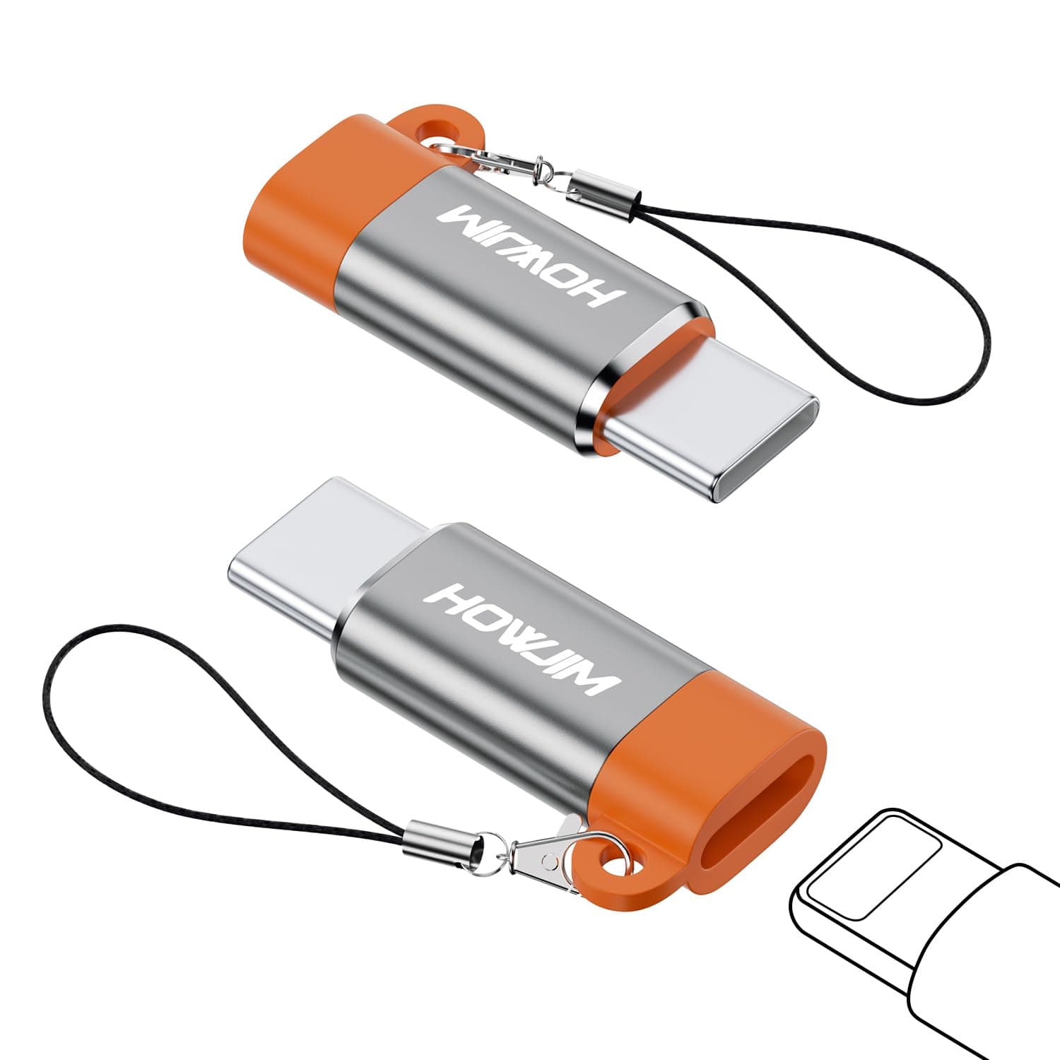 HOWJIM 8-Pin to USB C Adapter 2 Pack,27W PD Fast Charging Data Transfer