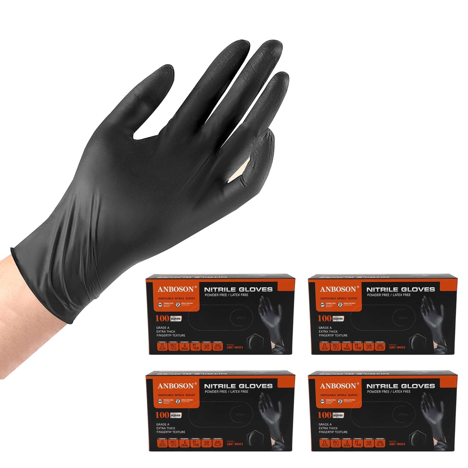 ANBOSON Heavy Duty Nitrile Gloves, 6 mil Disposable Gloves, 400 Ct, XL
