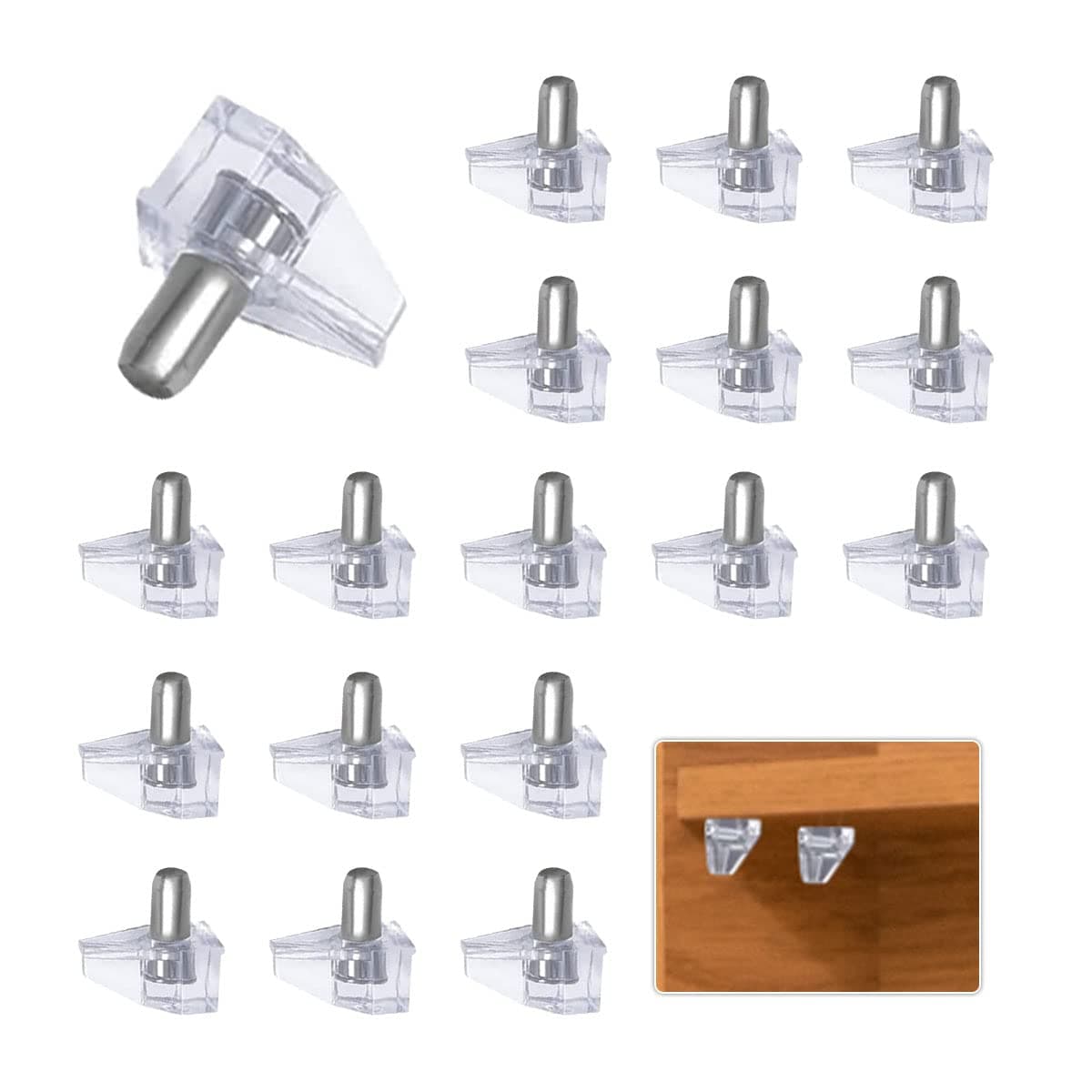 50 Pcs 5mm Clear Plastic Cabinet Shelf Support Pins, Clear Shelf Support Pegs, Shelf Pins Clear Shelf Support Pegs, Shelf Holder Replacement Peg, Shelf Holder Bracket Steel Pins