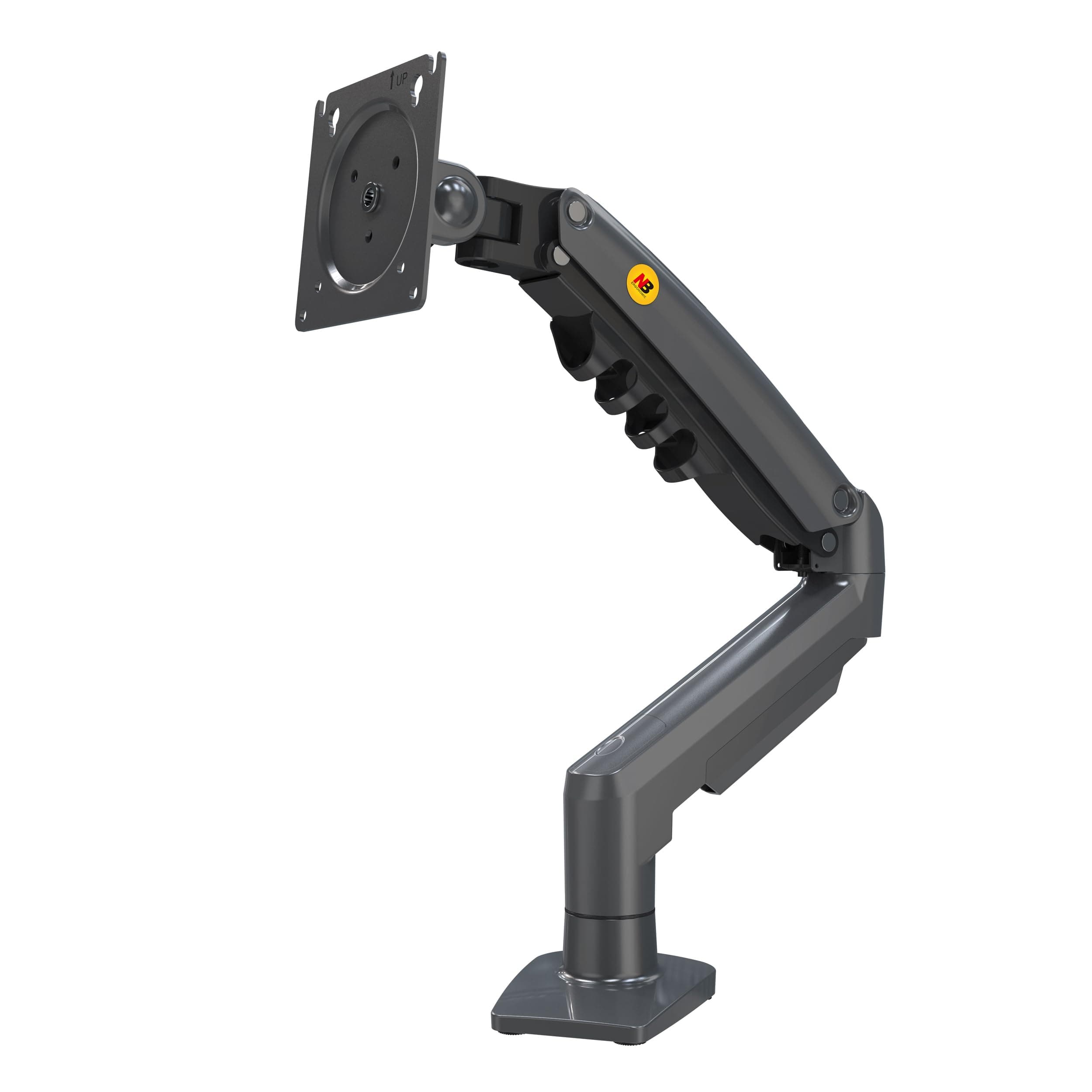 Ergosolid Bras Écran PC Moniteur Articulé – Support Écran 17-32 Pouces, Ressort à Gaz, VESA 75/100mm, Rotation 360°, Gestion des Câbles – Graphite