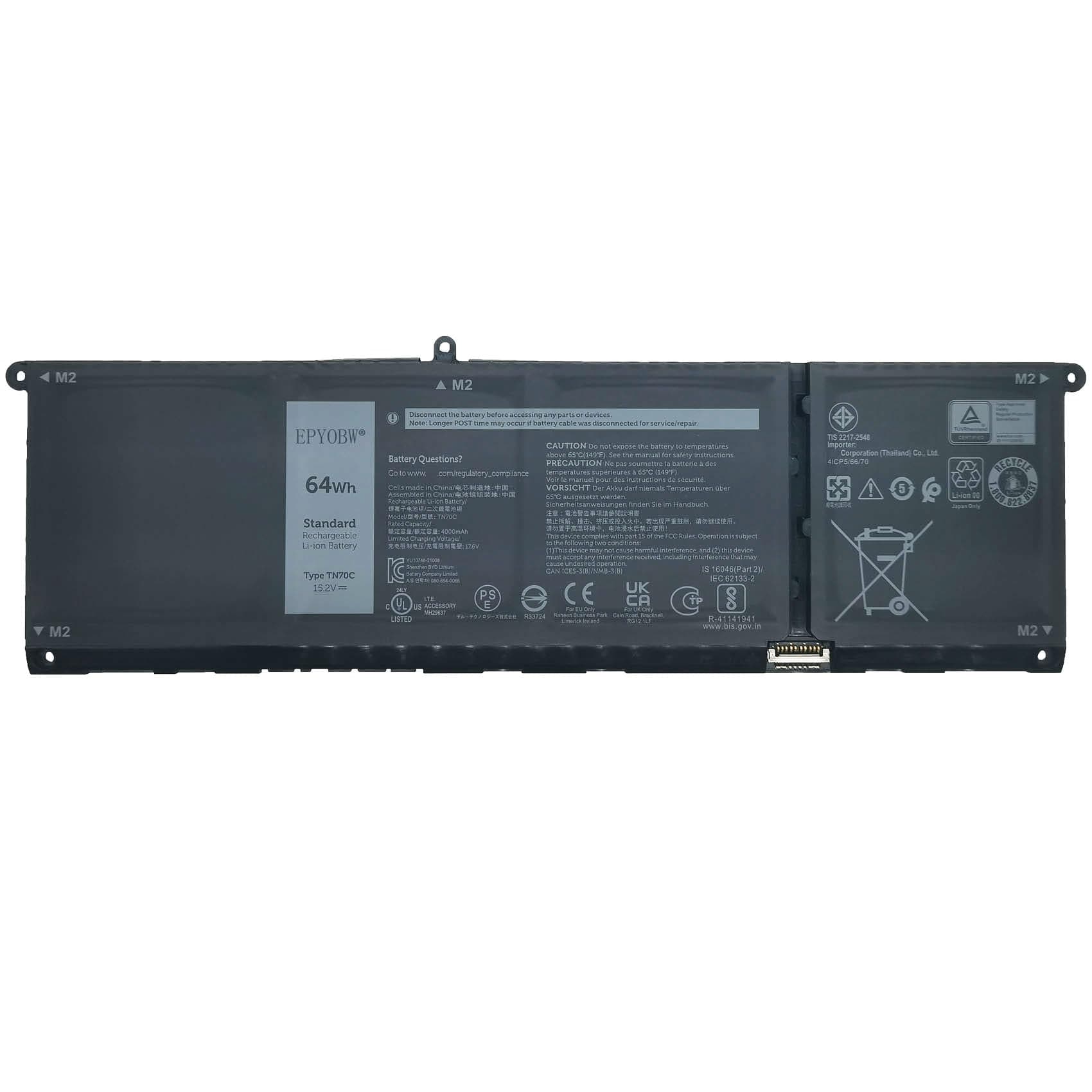 EPYOBW TN70C Laptop Battery 64Wh Compatible with Dell Inspiron 3510 3520 3530 5310 5320 5330 5510 5630 5440 5445 / Latitude 3320 3420 3520 / Inspiron 16 7620 7630 7635 7640 2-in-1 Series G91J0 V6W33