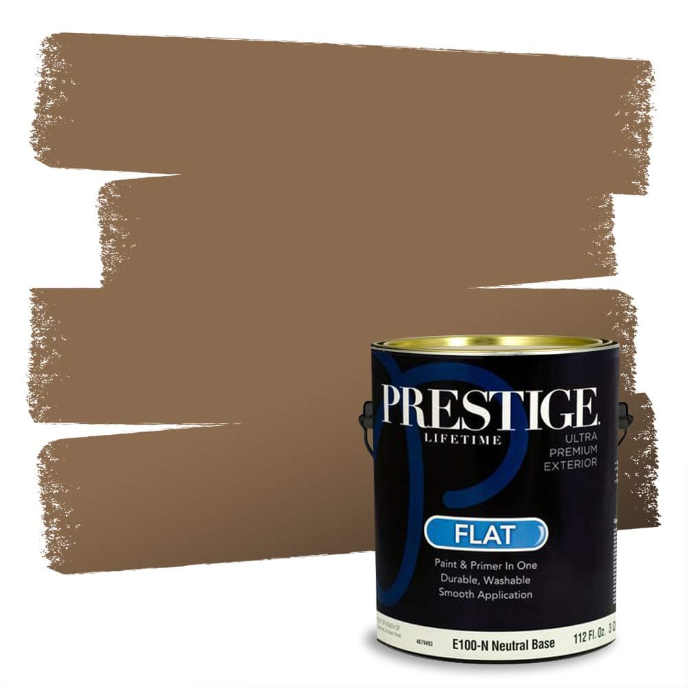 PRESTIGE Paints Exterior Paint and Primer In One, 1-Gallon, Flat, Comparable Match of Sherwin Williams* Steady Brown*