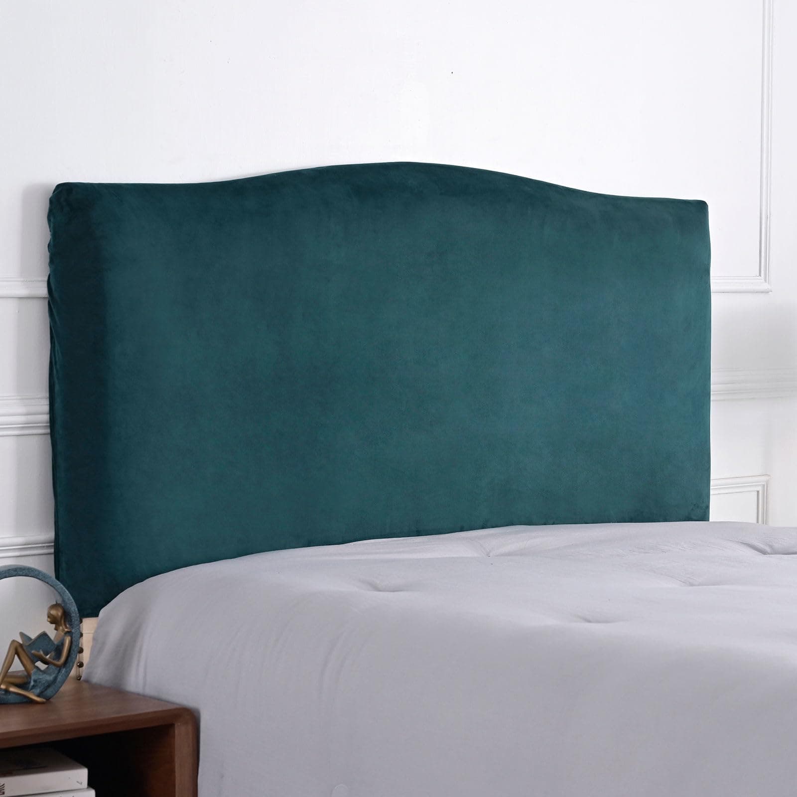 ZRCYXDW Stretch Velvet Bed Headboard Cover-Dark Green-110-130cm