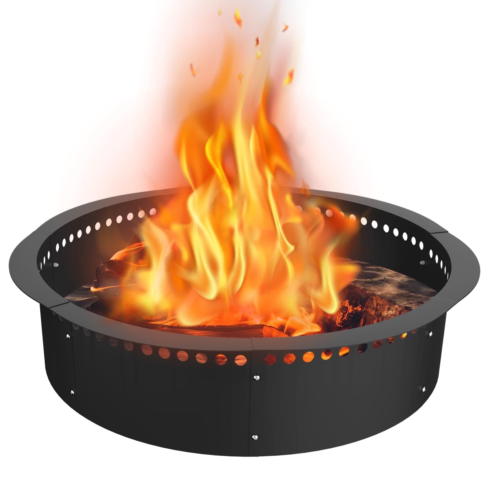 Fiaygro Smokeless Fire Pit Ring, Heavy Duty Large Solid Steel Firepit Liner for Outside Wood Burning, DIY Campfire Ring Above or In-Ground for Outdoor (Black, 39 inch)
