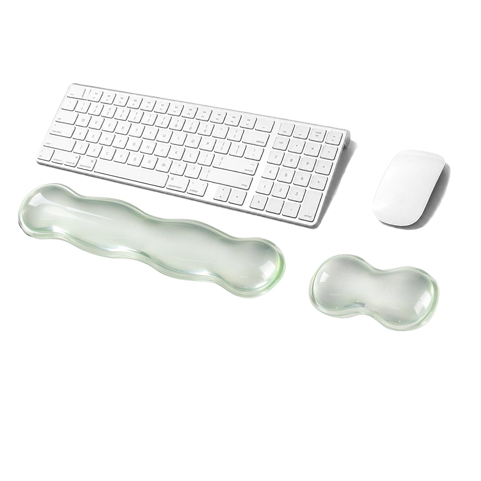 Gel Keyboard Wrist Rest Set, Clear Wrist Rest for Keyboard and Mouse, Ergonomic Keyboard Mouse Wrist Rest for Typing Pain Relief, Suitable for Office, Gaming, Computer, Laptop - Transparent Green