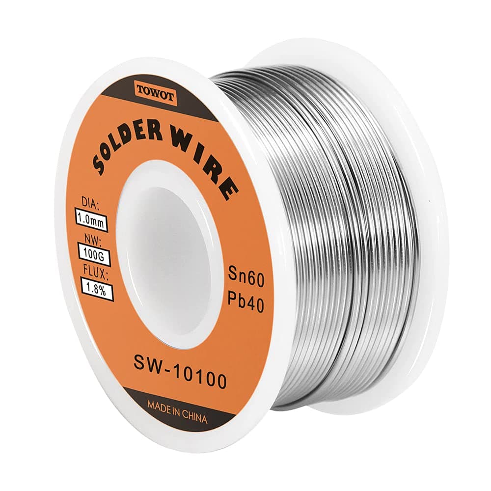 TOWOT Tin Lead Rosin Core Solder Wire for Electrical Soldering, Content 1.8% Solder Flux Sn60-Pb40 (1.0mm, 100g) Only TOWOT CA Sells Genuine Products