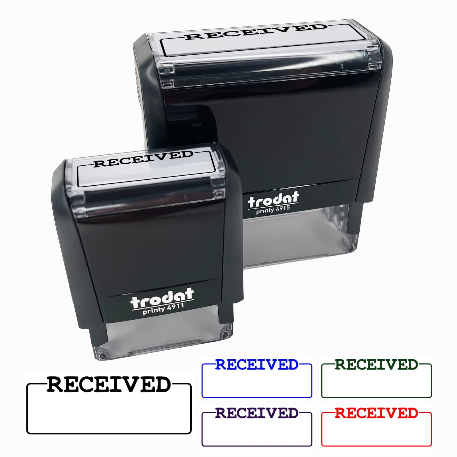 Received Blank Box for Date Signature Self-Inking Rubber Stamp Ink Stamper for Business Office - 2-3/4 Inch Large - Fuchsia Ink
