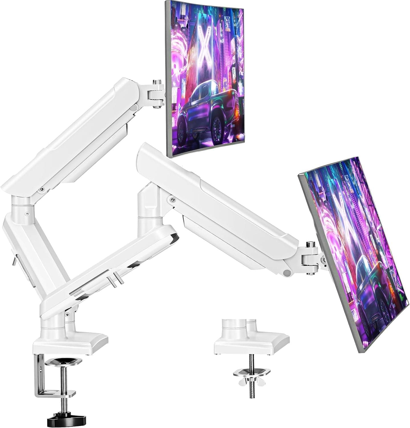 MOUNTUP Dual Monitor Mount for 13-32 inch Screens, Freelift Pro White