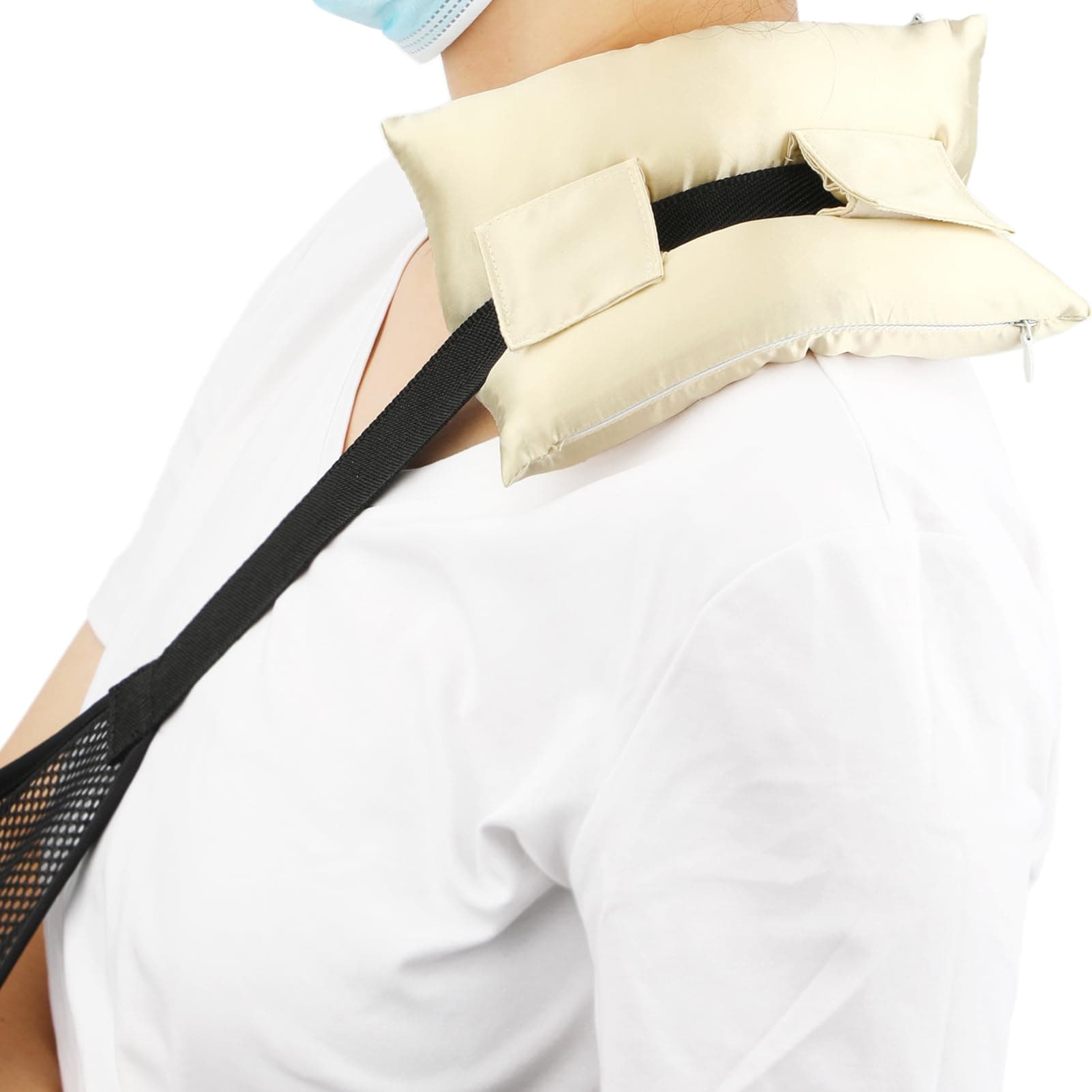 BNRendles Satin Neck Pad Strap Cushion for Arm Sling Pillow Comfort Support Padding Rotator Cuff Replacemet Surgery Elbow Brace Carry Padded Cover Broken Wrist Hand Injury, Champagne
