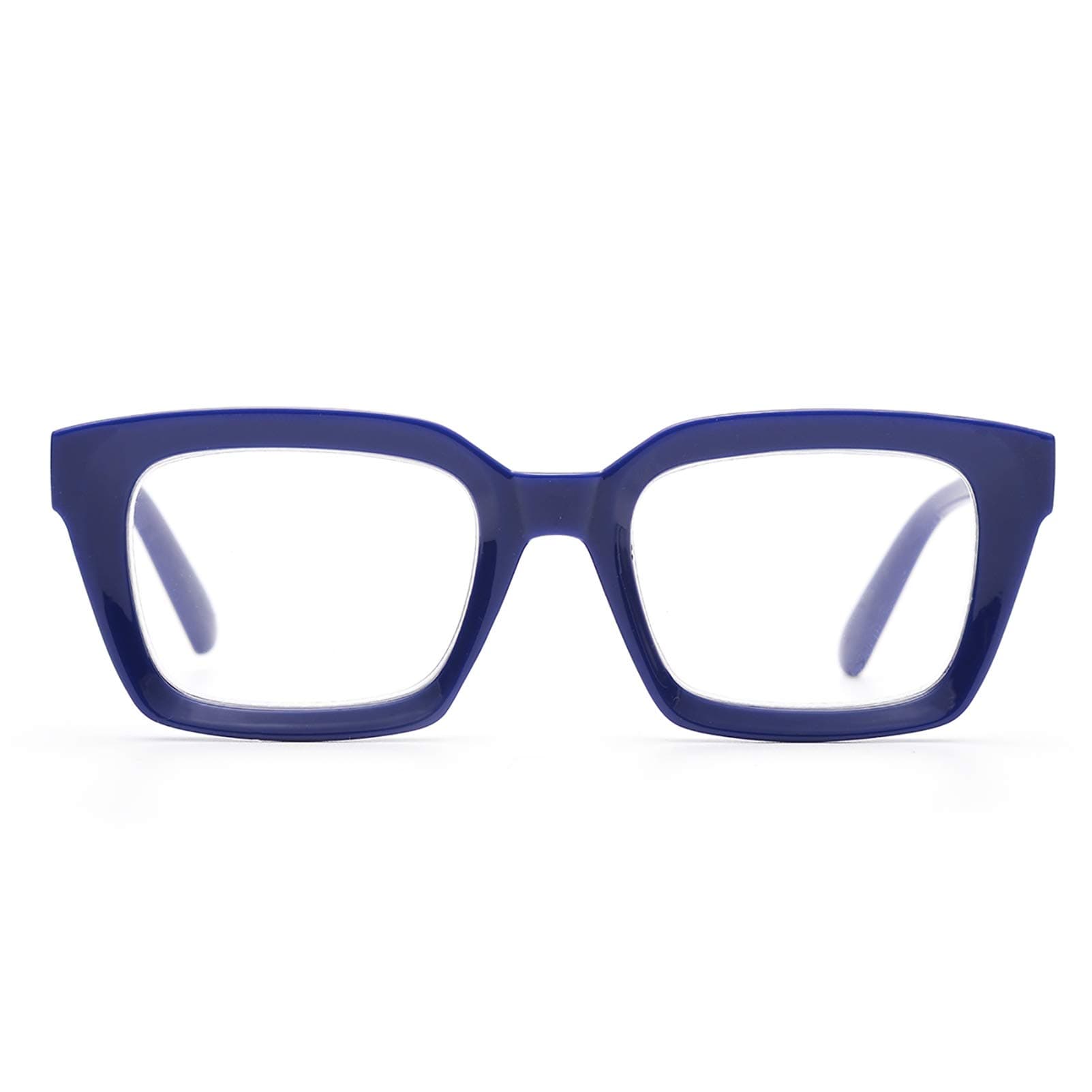 ZUVGEES Retro Style Square Reading Glass Big Eyeglass Frames Large lens 50mm (Blue, 3.50)