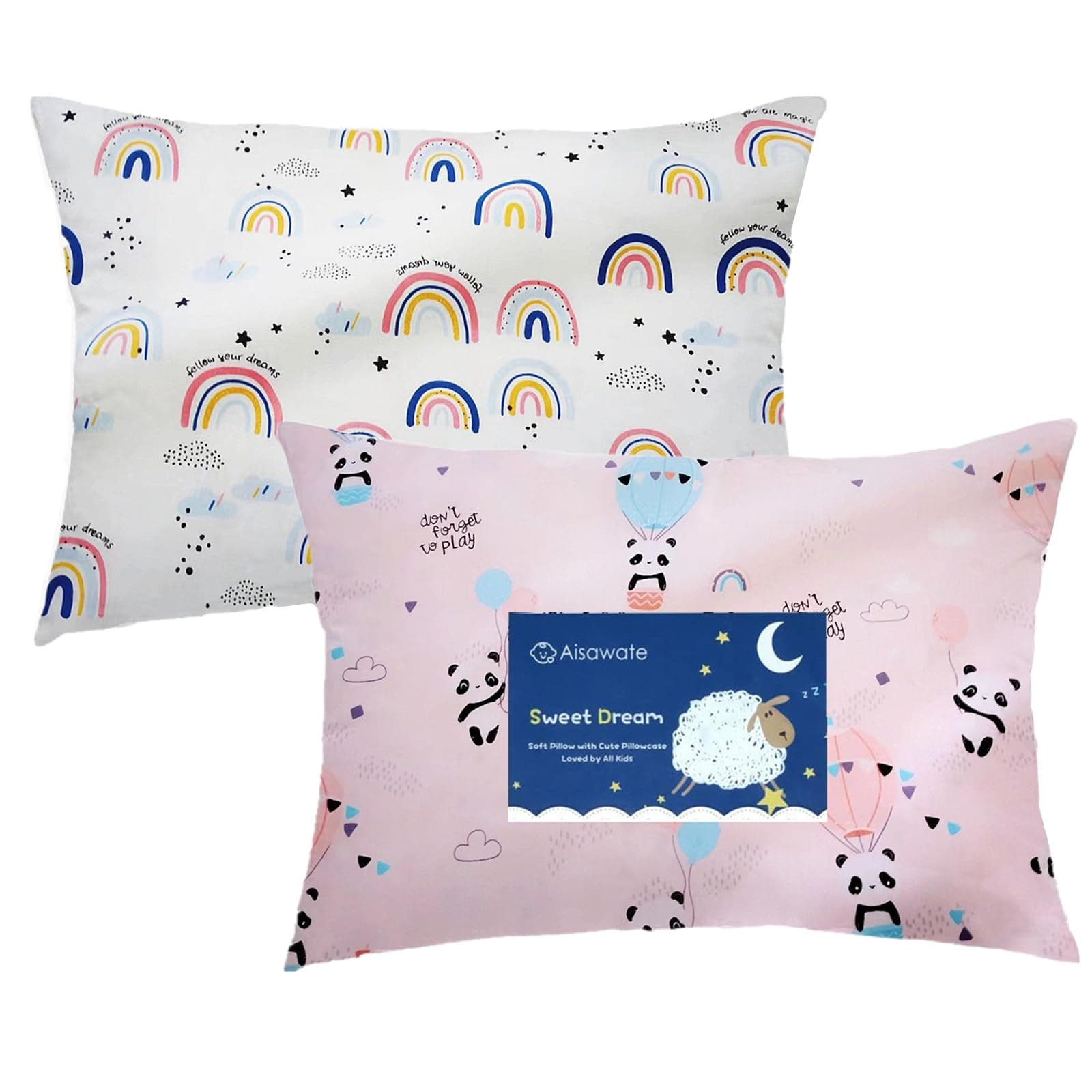 100% Cotton Kids Toddler Pillowcase 2 Pack, Ultra Soft Children Kids Pillowcase for Sleeping Fit Pillow Sized 13"x 18" or 14"x19", Gray Envelope Style Travel Pillowcase for Girls Boys