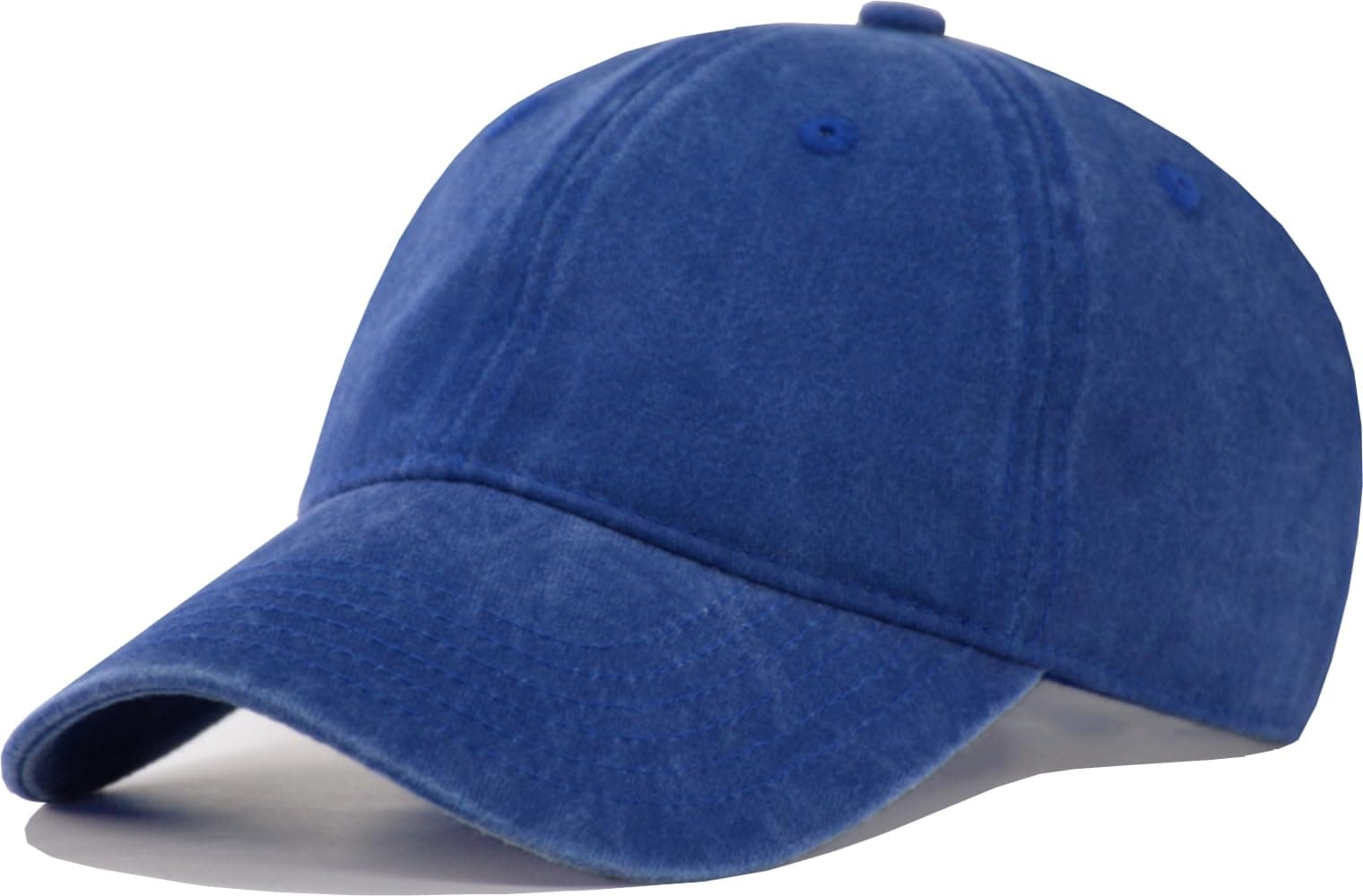 TSSGBL Vintage Cotton Washed Adjustable Baseball Caps Men and Women, Unstructured Low Profile Plain Classic Retro Dad Hat, Royal Blue, Medium-Large