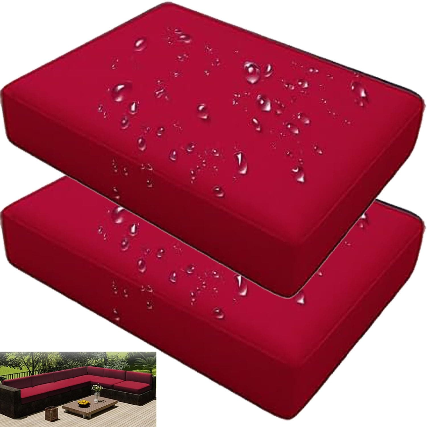 Outdoor Patio Cushion Covers Waterproof 24x24/22/20 in Sofa Seat Cushion Slipcover for Garden Furniture Replacement Couch Slipcovers Chair Seat Cover(16,2pcs:60x55cm/24x22in)