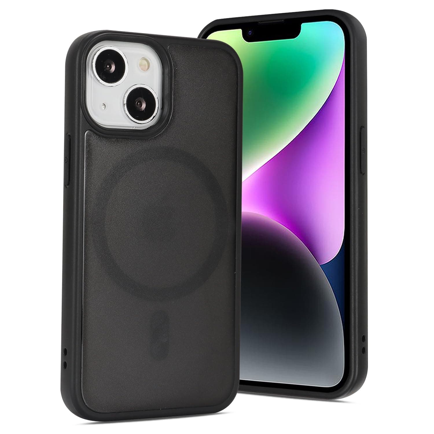 CoozCase Magnetic for iPhone 13 & iPhone 14 Case, Military Grade Drop Protection, Slim Translucent Matte Shockproof with Anti-Fingerprint Phone Cover, Compatible with Mag-Safe, Black