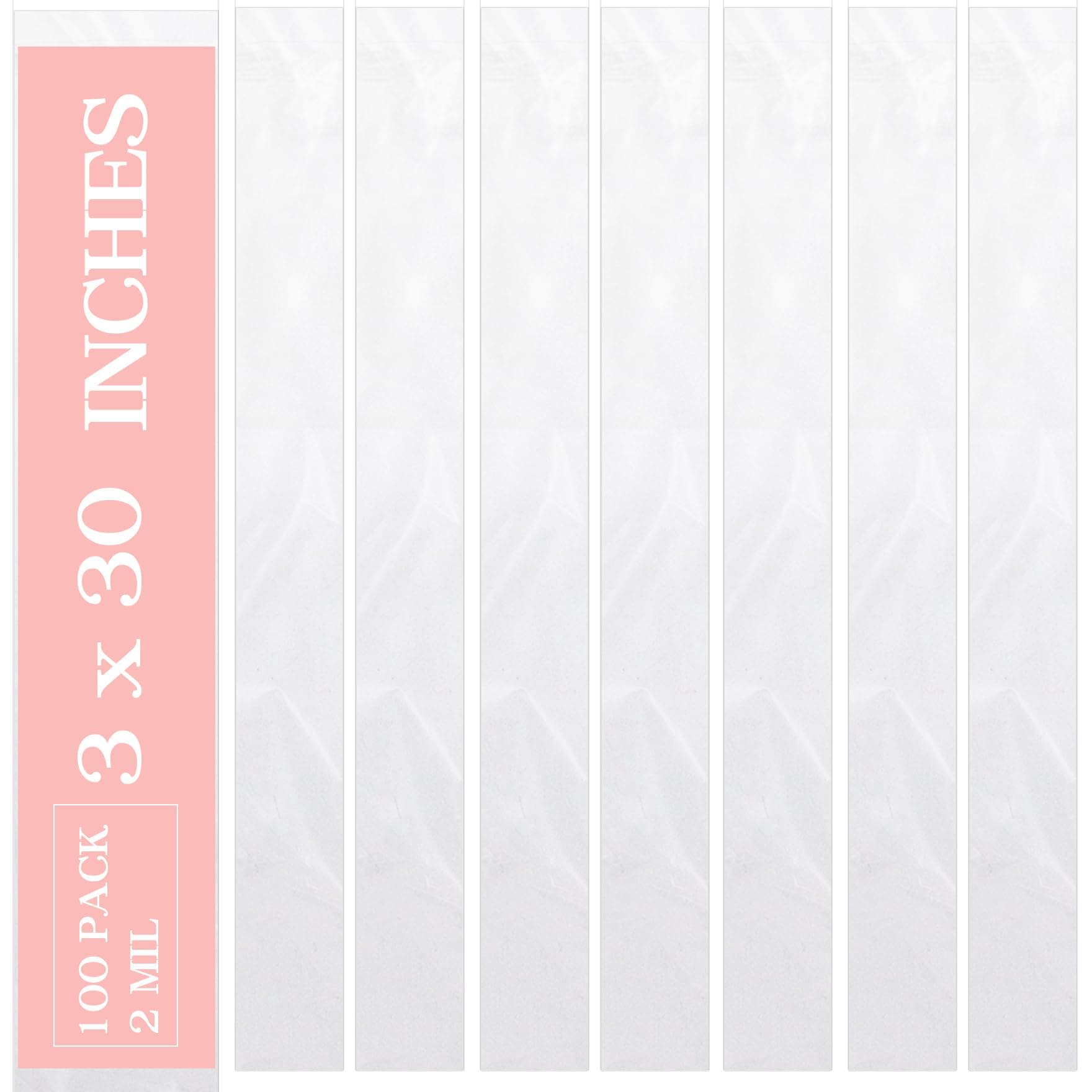 Klmnop 100 Pcs Poster Bags 3 x 30" Extra Long Plastic Sleeves for 18-24 Inches Poster, Blueprint, Maps(Clear)