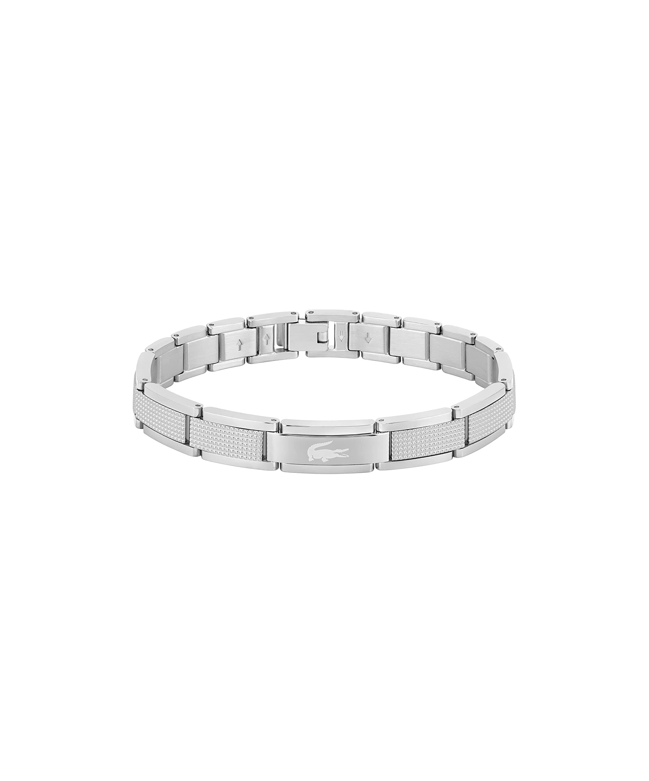 Lacoste Pulsera de Eslabones para Hombre Colección STENCIL en Acero Inoxidable Adornado con un Patrón Petit Piqué - 2040188