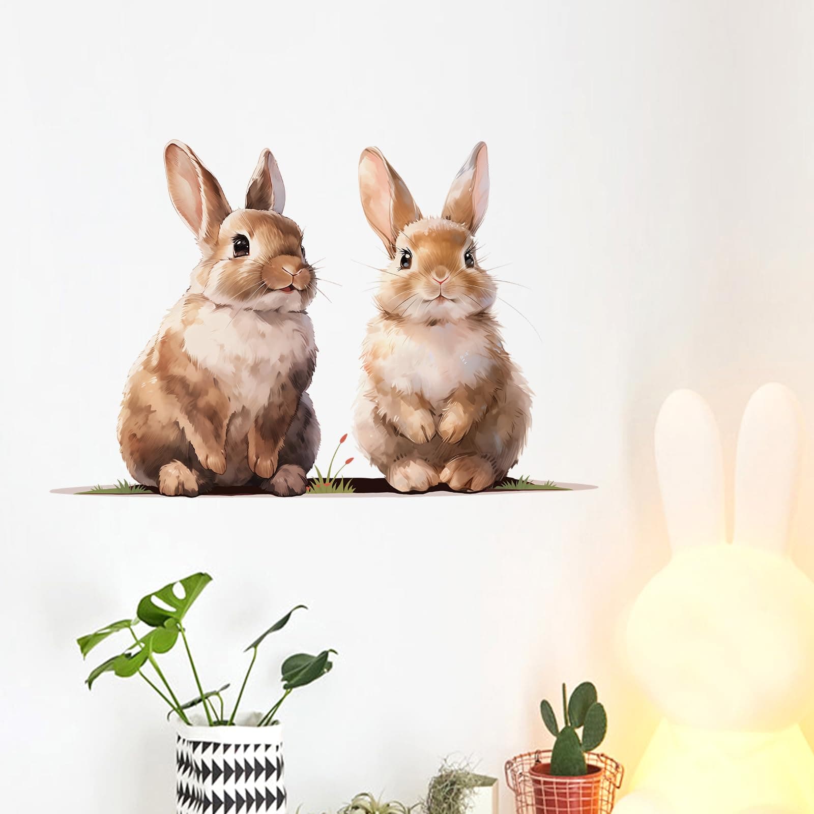 RoyoLam Two Rabbits Wall Decal Animal Wall Sticker