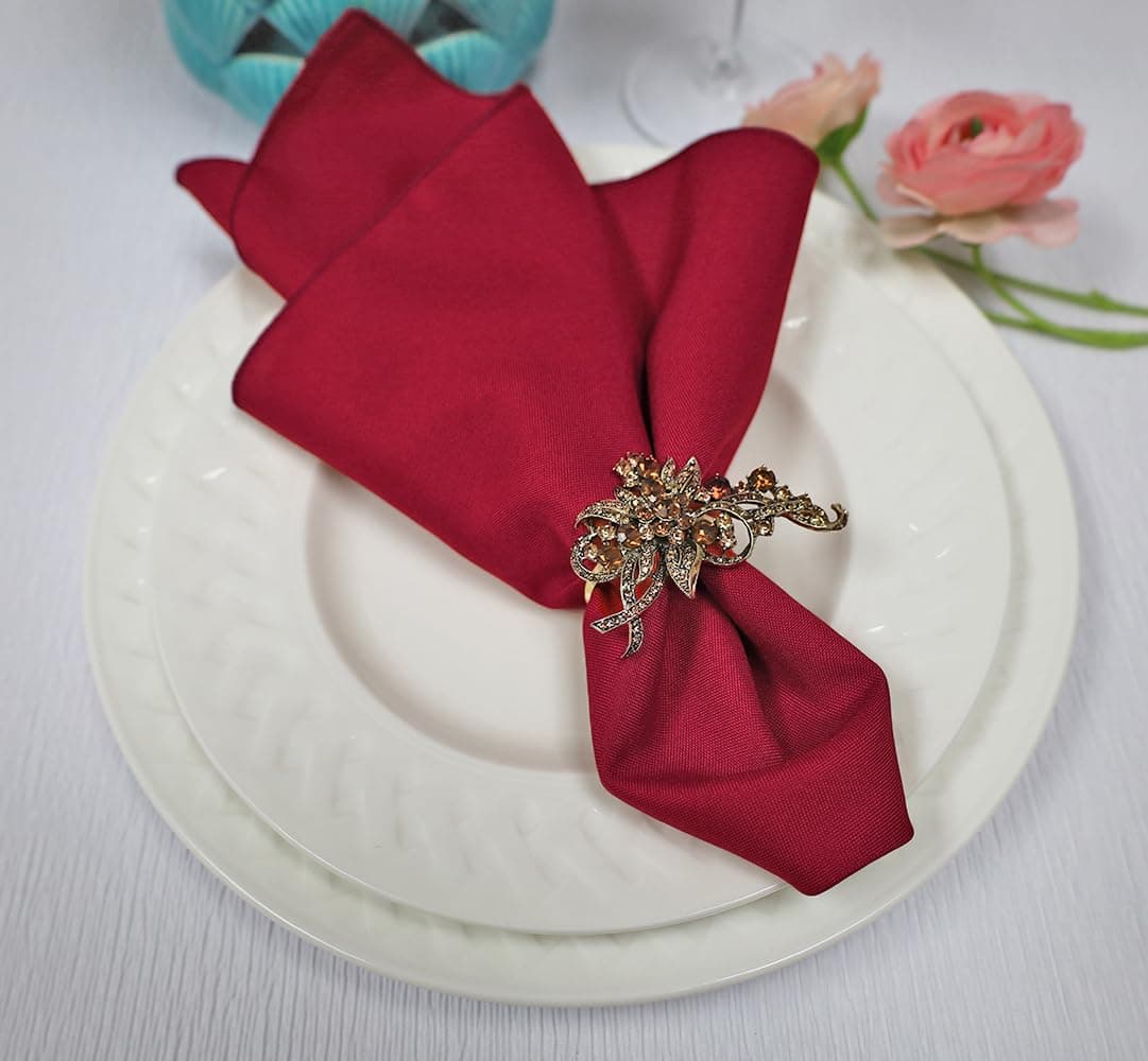 Wedding Linens Inc. 10 pcs 17" x 17" Polyester Table Napkins, Polyester Napkin for Restaurant Kitchen Dining Wedding Party Banquet Events - (Apple Red)