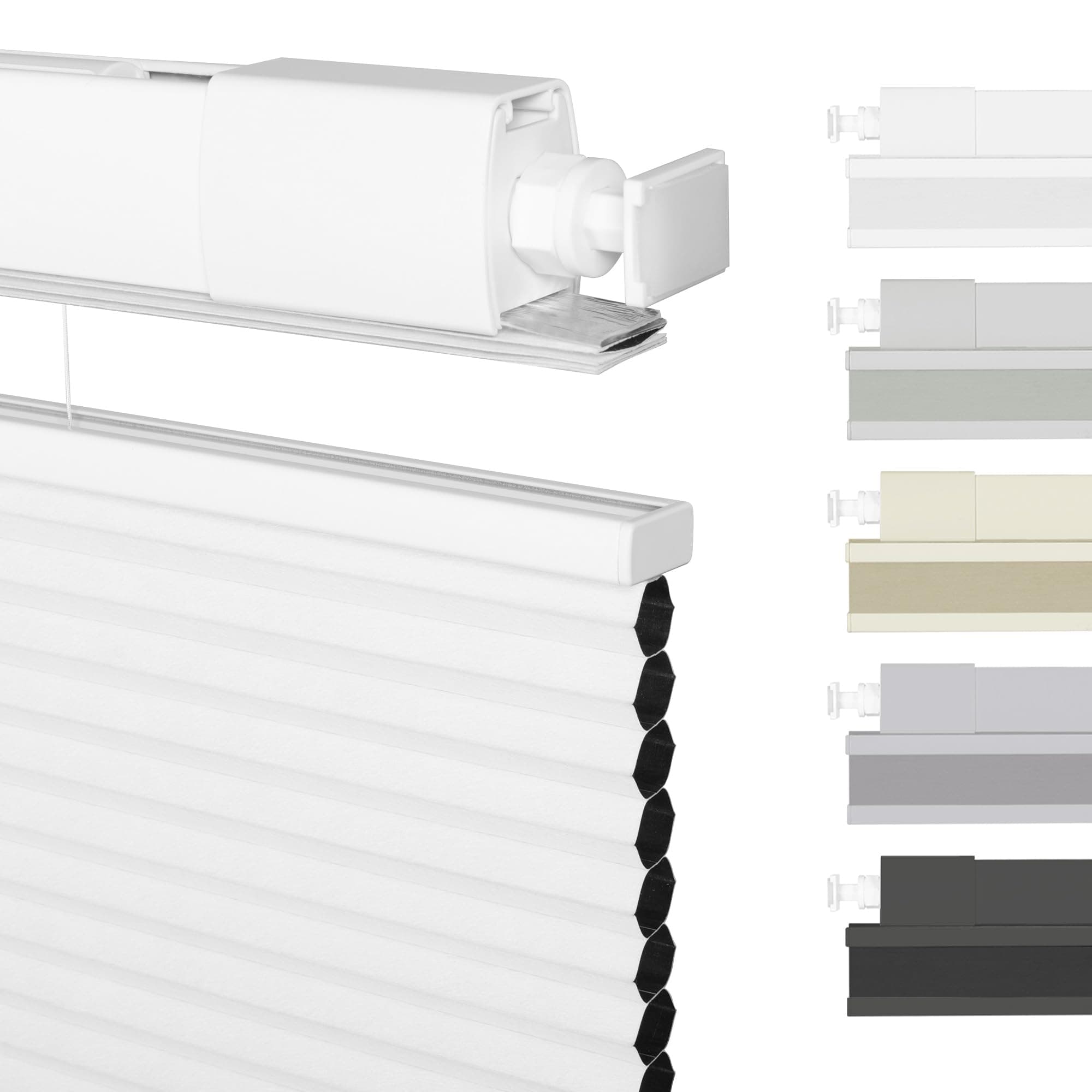 BERISSA No Drill No Tools Blackout Cellular Shades Top Down Bottom Up Honeycomb Blinds 1.35" Cordless Tension Cellular Blinds for Indoor Window Home Office Bedroom(48" W x 39" H) White