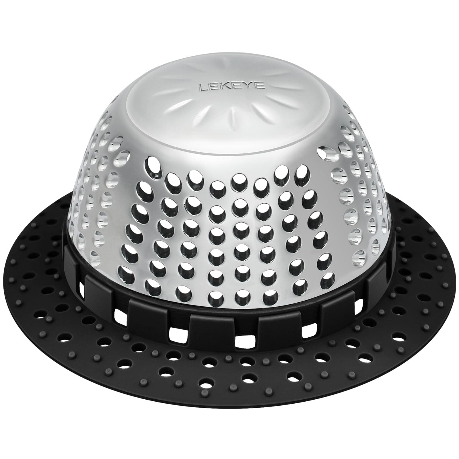 LEKEYE Shower Drain Hair Catcher/Bathtub Drain Cover/Drain Protector for Pop-Up & Regular Drains(Black)