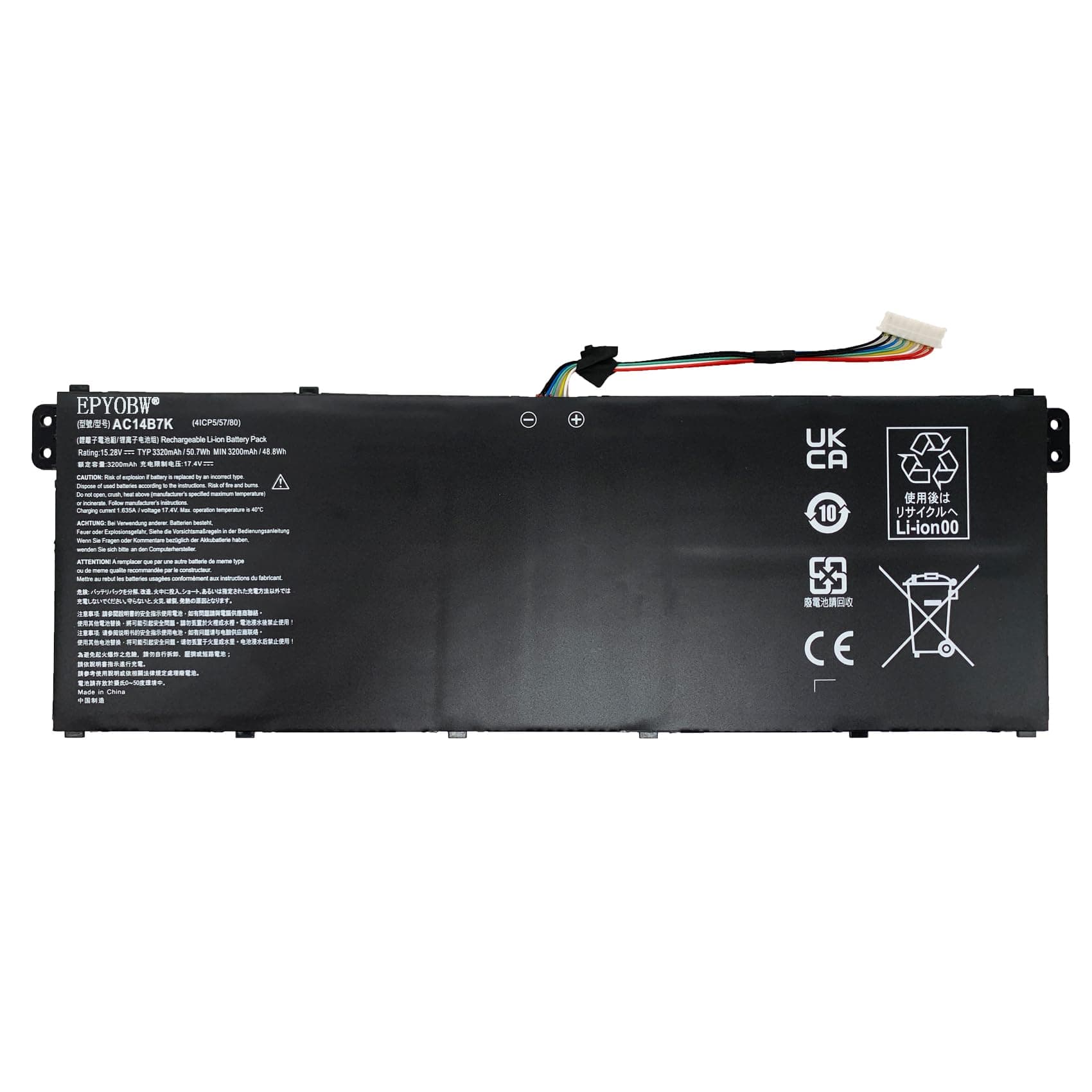 EPYOBW AC14B7K Laptop Battery 50.7Wh 3320mAh 15.28V Compatible with Acer Nitro 5 AN515-42-R9G7 / Spin 5 SP515-51GN-57B1 / Swift 3 SF313-51-56DU SF314-55-55UT Series 41CP5/57/80 KT.00407.003