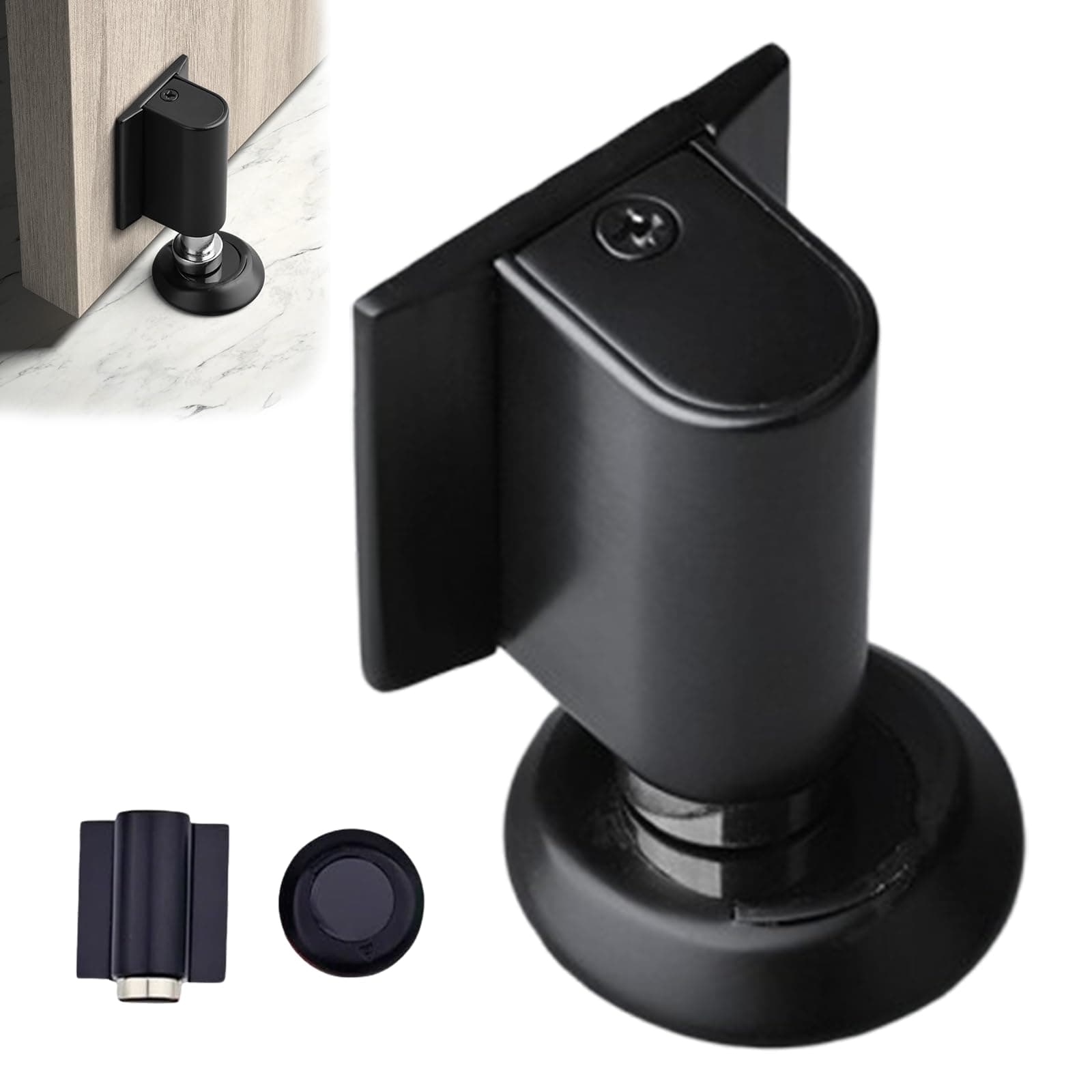 HURUCER Door Wedge Stopper - 2026 New Magnetic Door Stopper,for Bottom of Door Drill-Free Invisible Indoor Doorstopper, Front Door Stopper Stent, Keeps Door Open Long-Term (Black 1PC)
