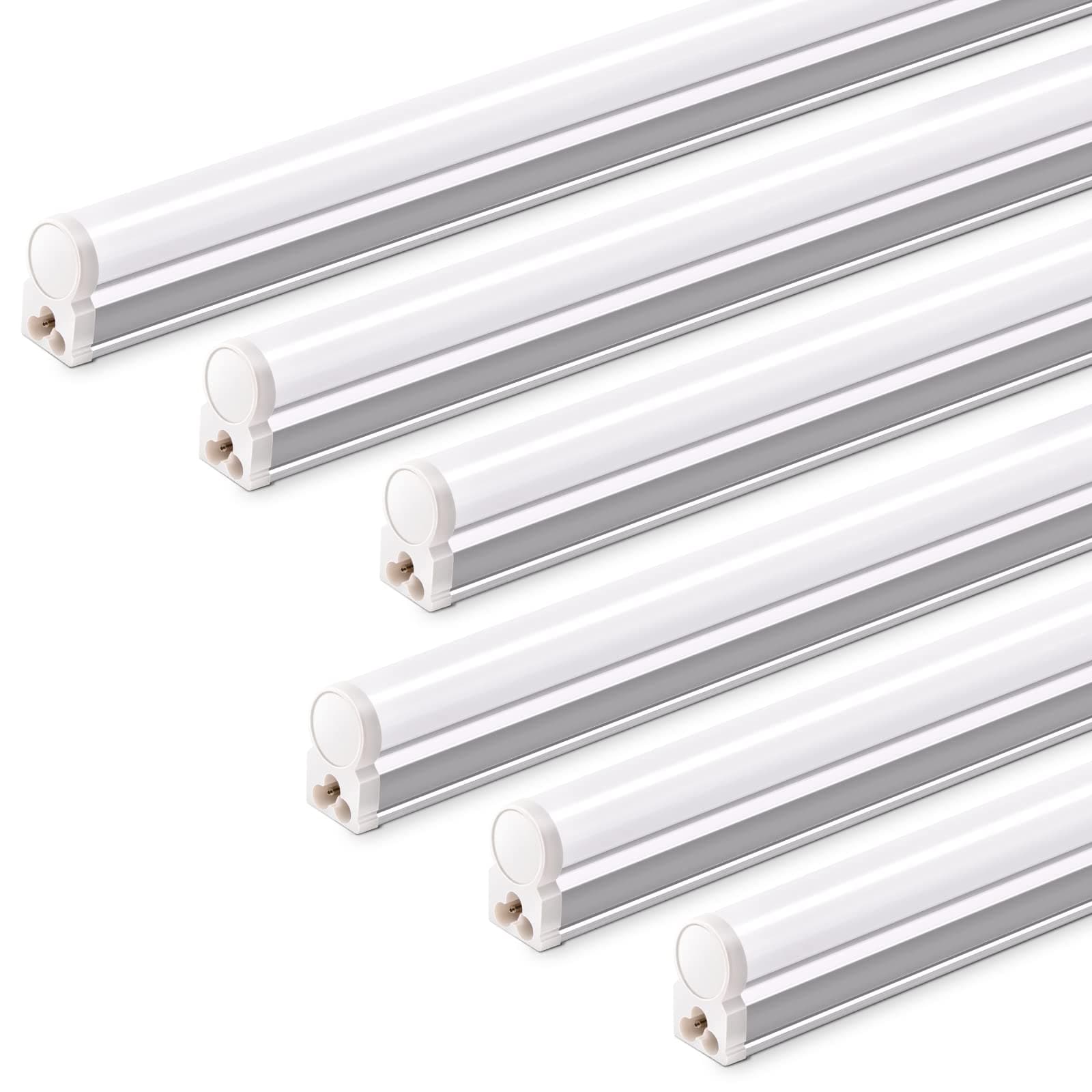 Barrina T5 LED Ceiling Light Fixtures, 2FT, 5000K, 1100LM, 10W, 6 Packs