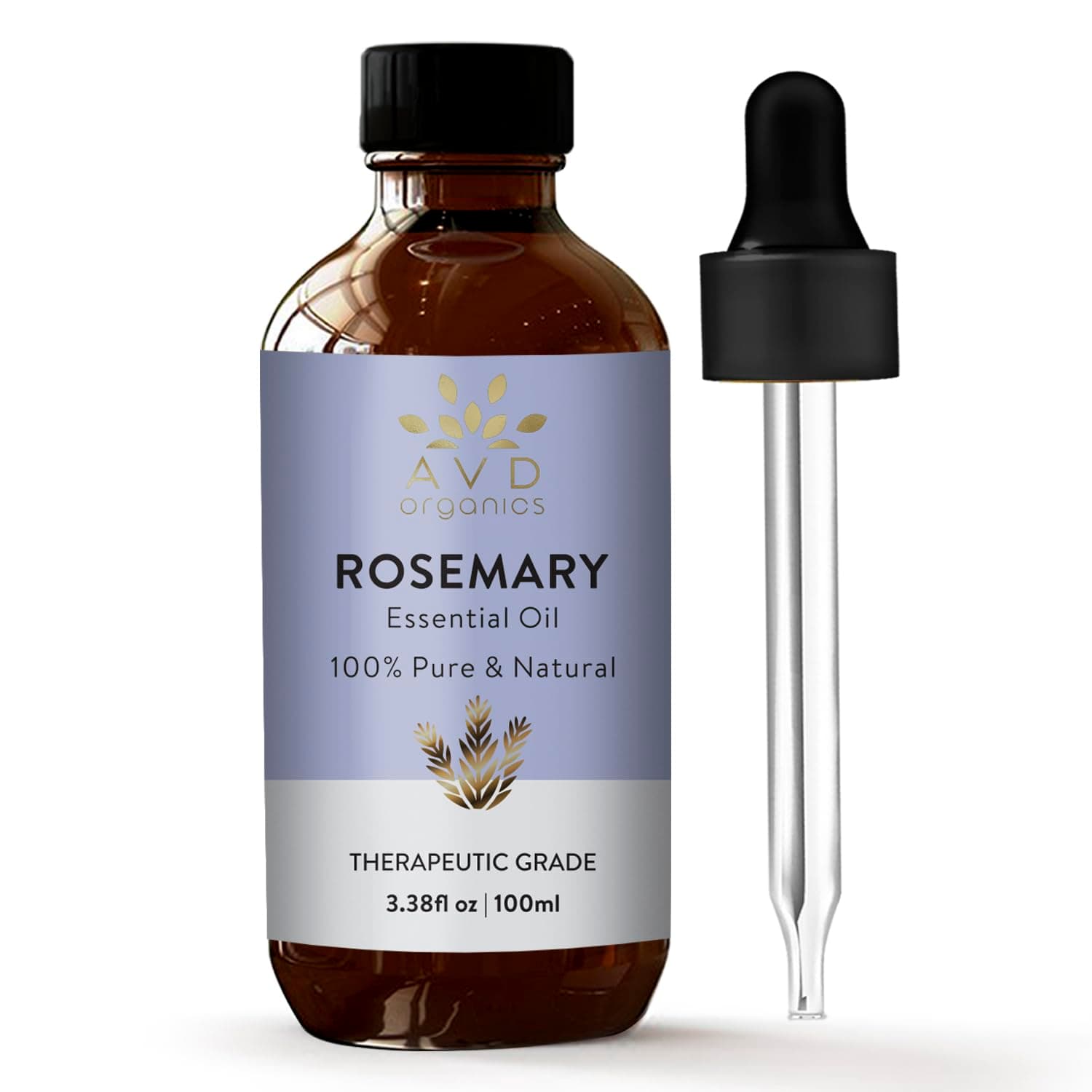 AVD Organics 100% Pure Rosemary Essential Oil 100 ML | Aromatherapy, Diffuser, Soap & Candle Making | 3.38 fl. Oz