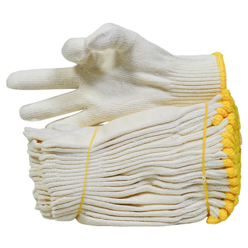 12 Pairs White Yarn Gloves for Construction Work