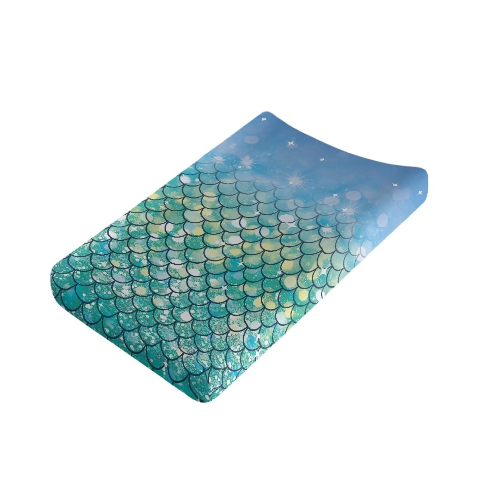 HUISEFOR Mermaid Scale Changing Pad Cover for Baby Easy to Install Baby Diaper Change Table Pad Covers for Newborn Nursery Decor