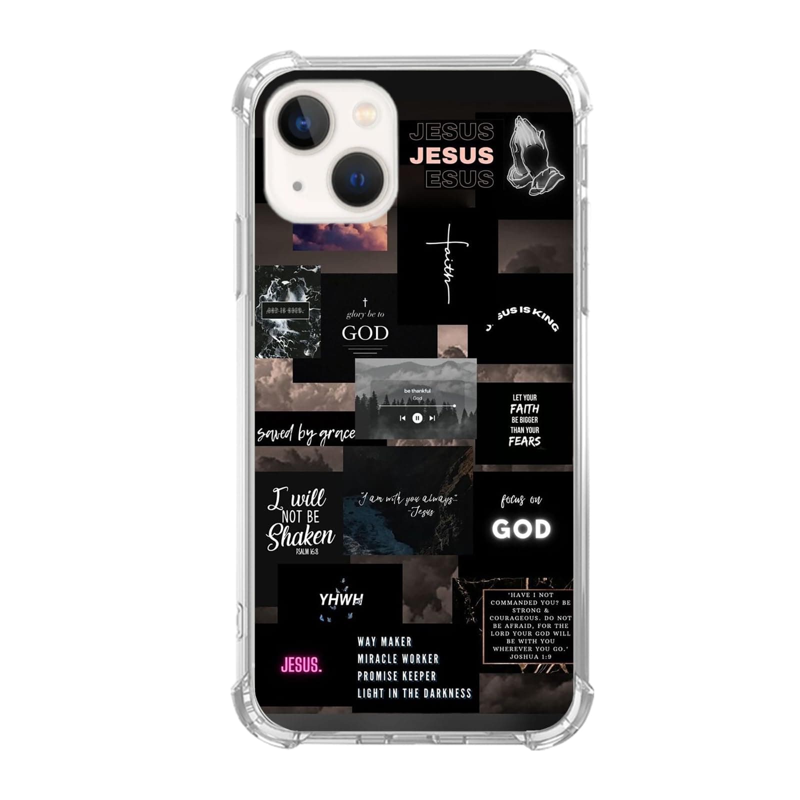Mabluworqe Black Christian Collage Aesthetic Case Compatible with iPhone 14, Faith Verses Case for iPhone 14, Cool TPU Bumper Phone Case Cover