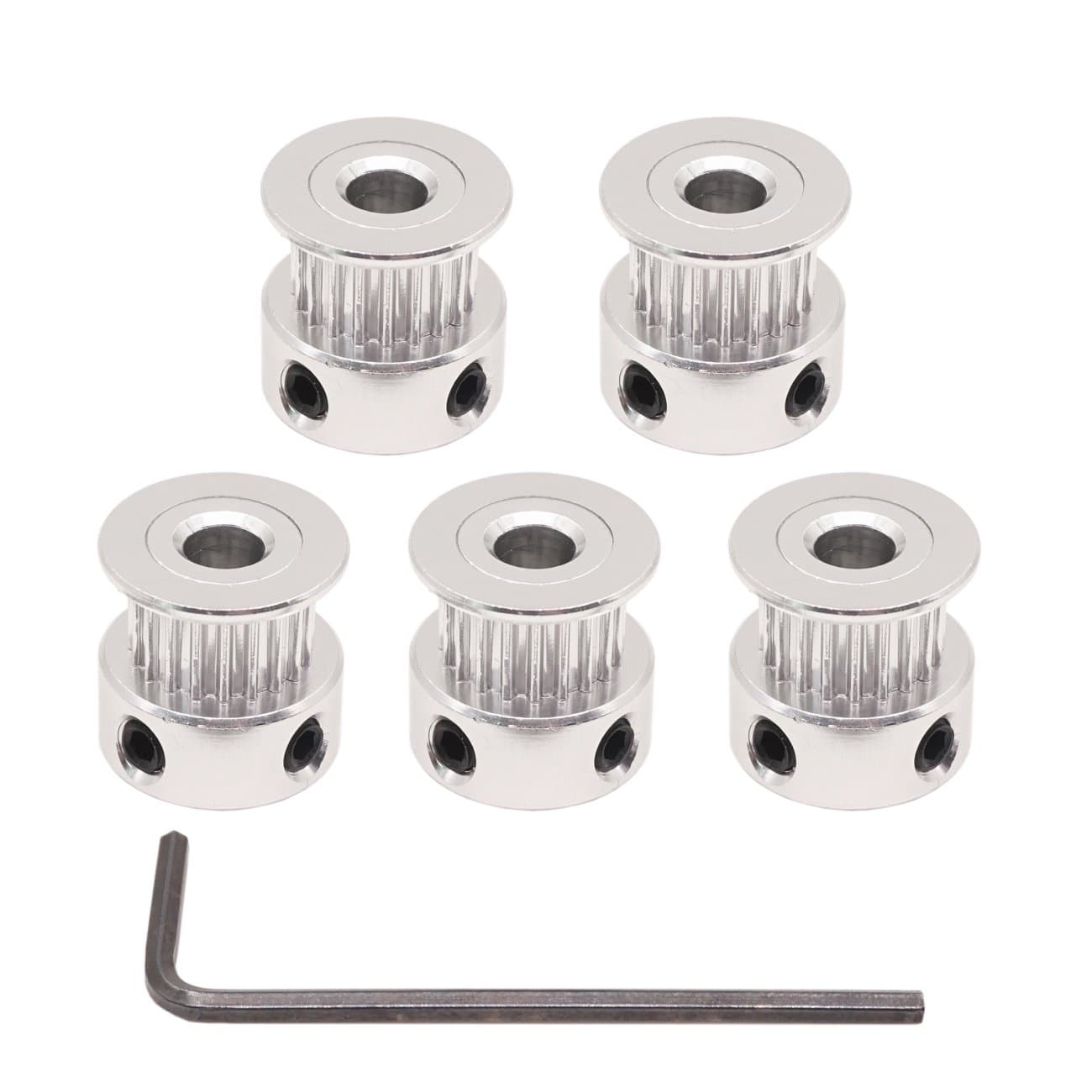 WINSINN GT2 Timing Belt Pulley 20 Teeth, 5mm Bore, for 6mm Width Belt - Ideal for 3D Printers, CNC Machines, Robotics (5-Pack)