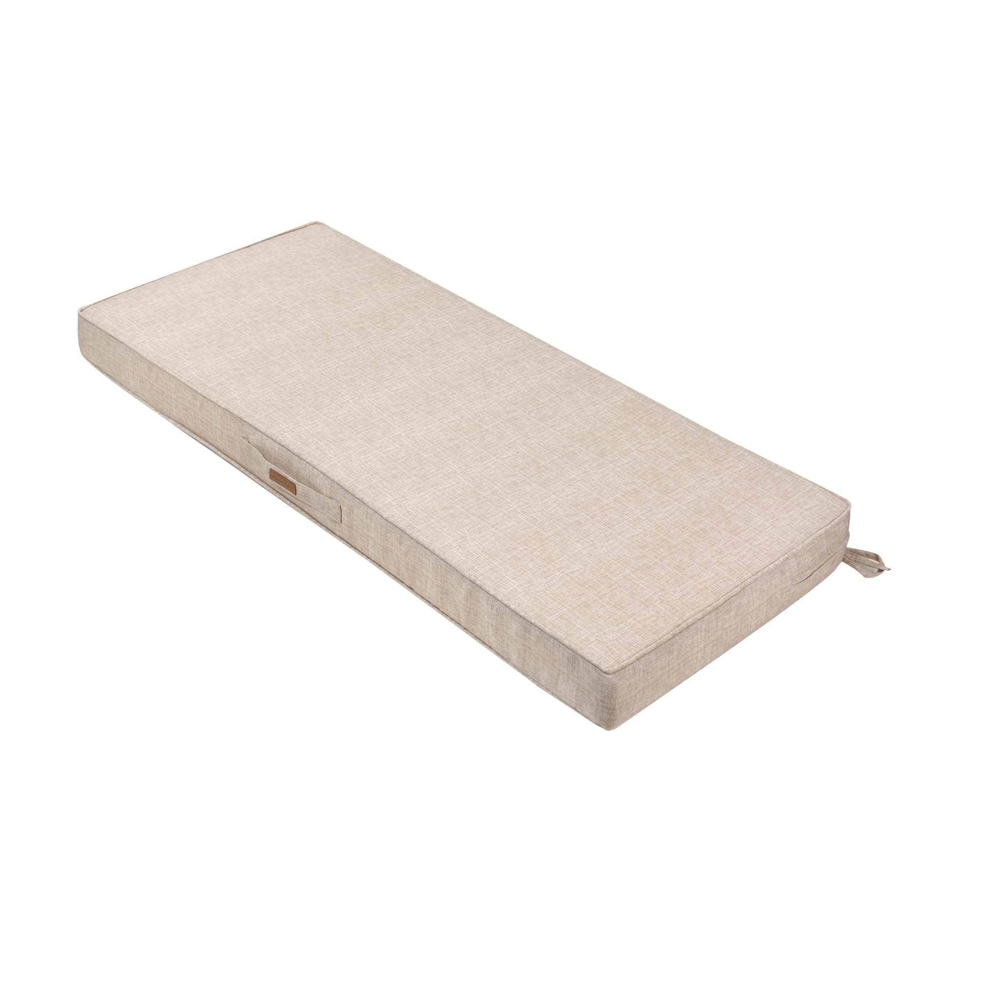 Magpie Fabrics Outdoor Bench Cushion 48 x 18 Inch, Waterproof Fade Resistant Patio Garden Loveseat Sofa Settee Couch Swing Pads with Carry Handle and Ties, Light Brown Textured