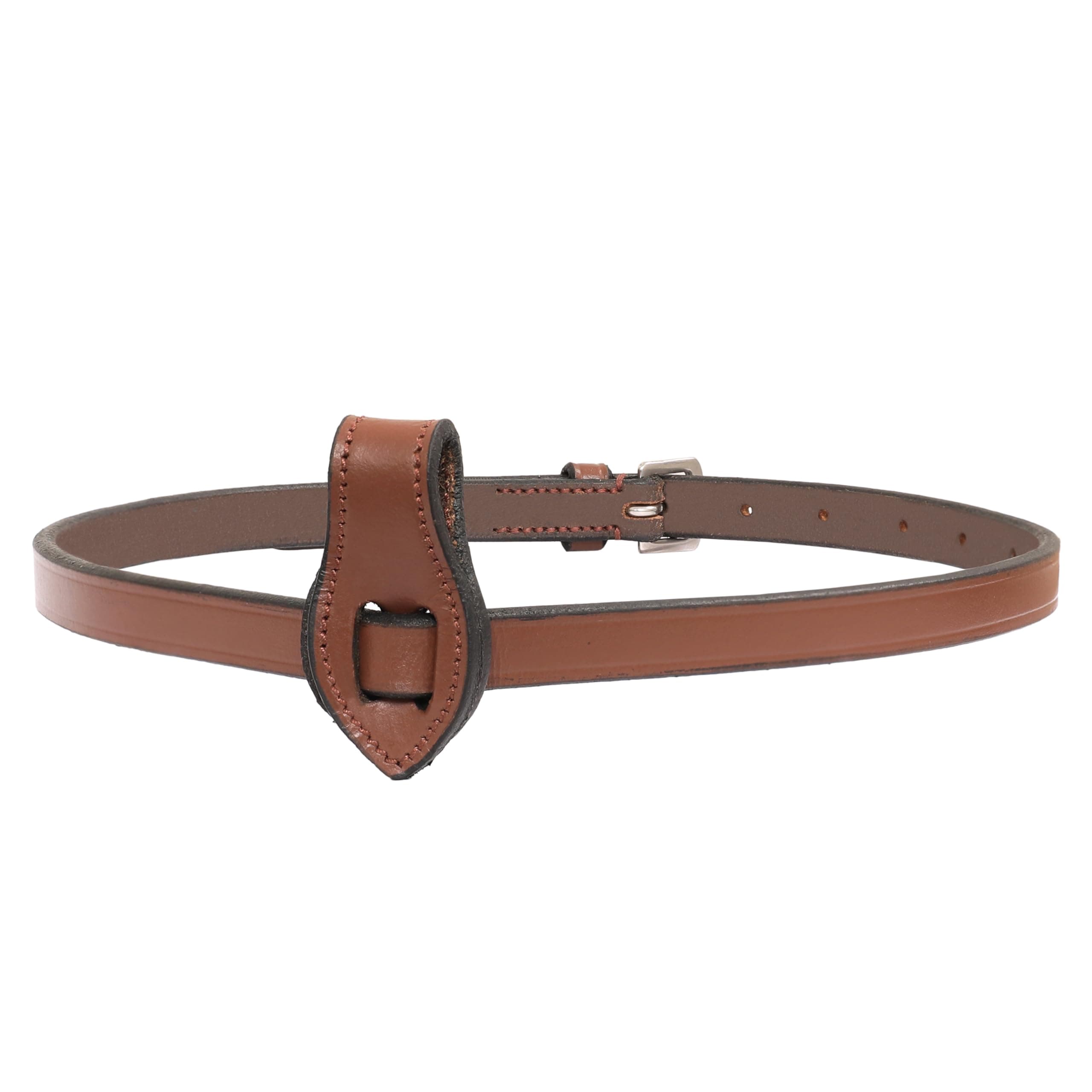 Exion Horse Flash Strap for English Bridle – Premium Vegetable Tanned Leather Noseband Replacement Strap with Stainless Steel Buckle, Equestrian Tack for Jumping & Training (Oak Brown, Full)