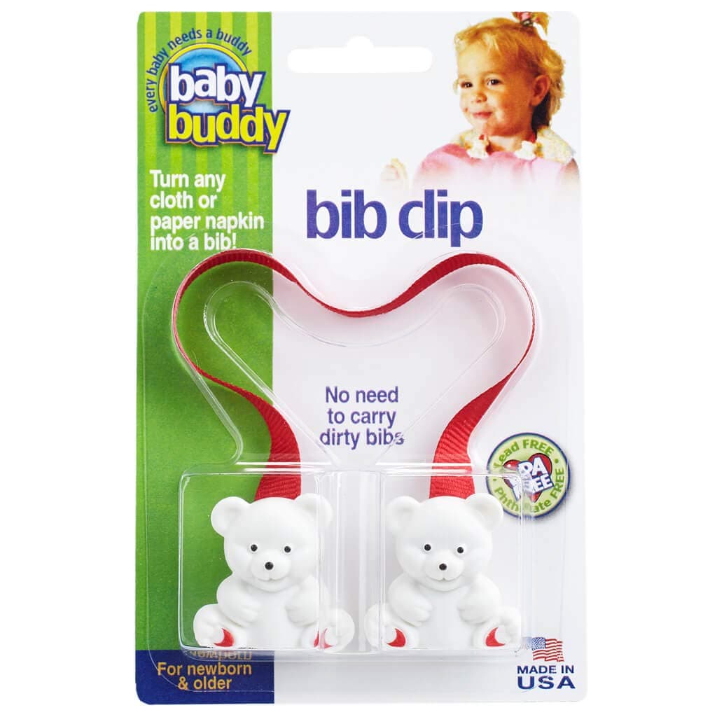 Baby Buddy Baby Bib Clip Turns Any Cloth, Towel, or Paper Napkin Into Instant Disposable Bibs, Travel Accessories, Essential Item for Baby Gifts, Feeding Supplies for Baby, Newborn and Up, 1pk, Red