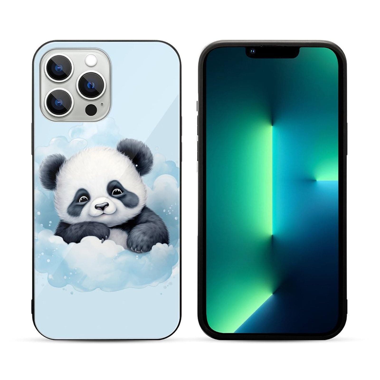 For iPhone 13 Pro Max Case, Glass + TPU Protective Case with Panda Print, Slim Fit, Case for iPhone 13 Pro Max, Military-Grade Protection, Scratch Resistant, Supports Supports Phone Ring Holder