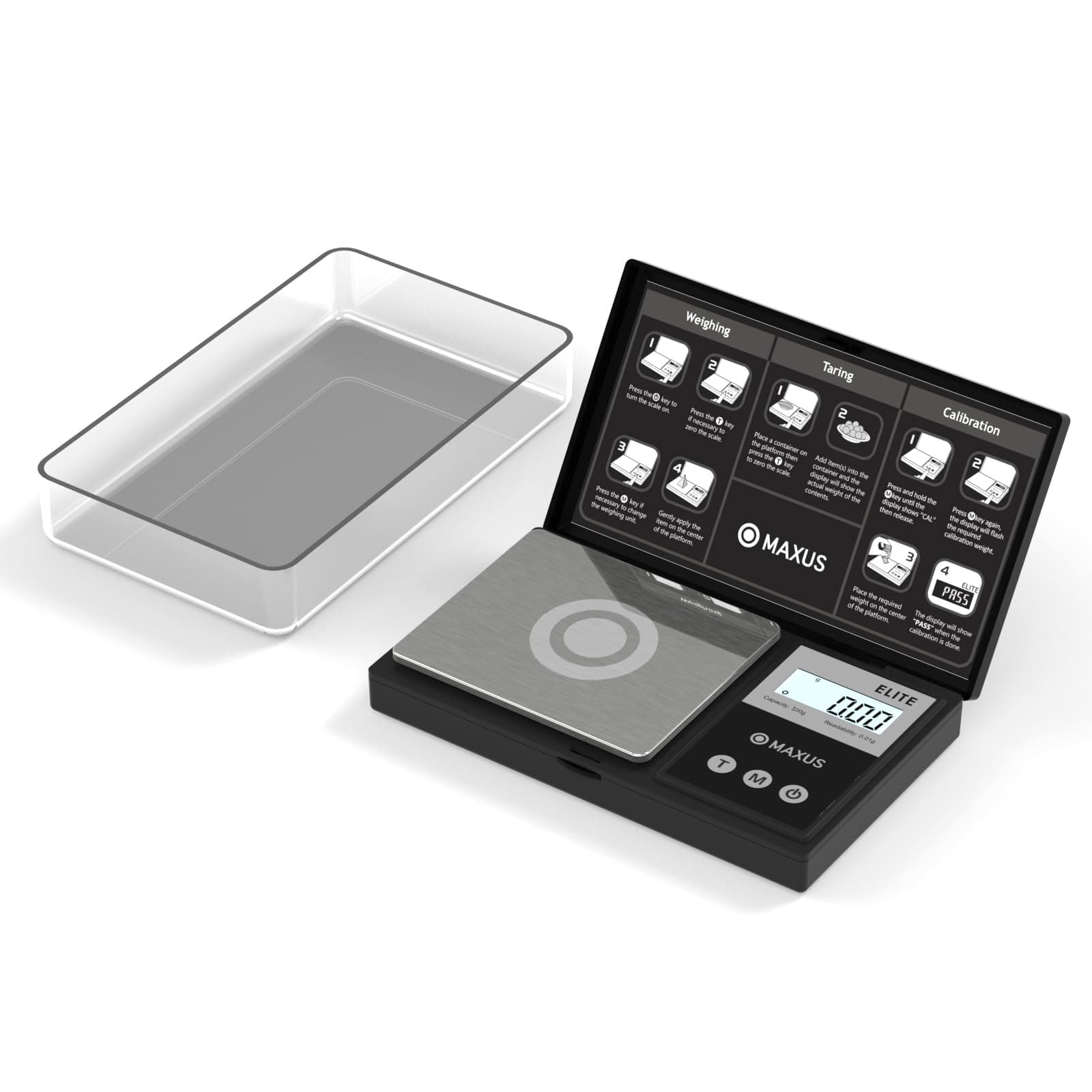 MAXUS Precision Pocket Scale 500g x 0.01g, Digital Gram Scale with Tray