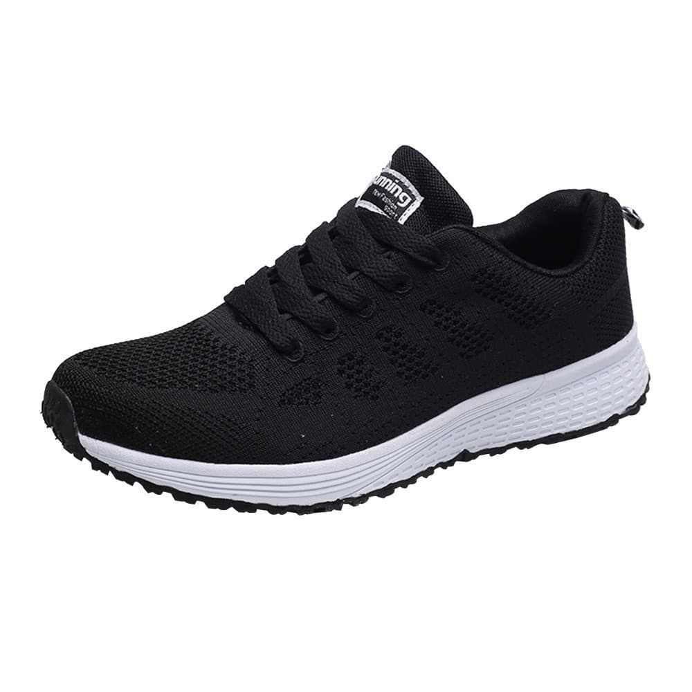 Slip in Trainers Women Womens Gym Trainers Lace up Running Sneakers Breathable Mesh Orthopedic Shoes Casual Non Slip Walking Shoes Low Top Tennis Trainer Athletic Walk Black on Women Black 4