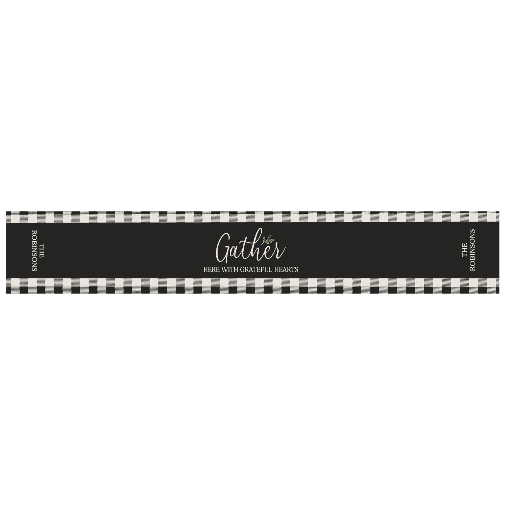 Personalization Universe Black & White Buffalo Check Personalized Table Runner - 16x60 Inches, Two Lines Text - Ideal Fall Decorations for Home, Dining Table, Fall Decor, Surface Washable