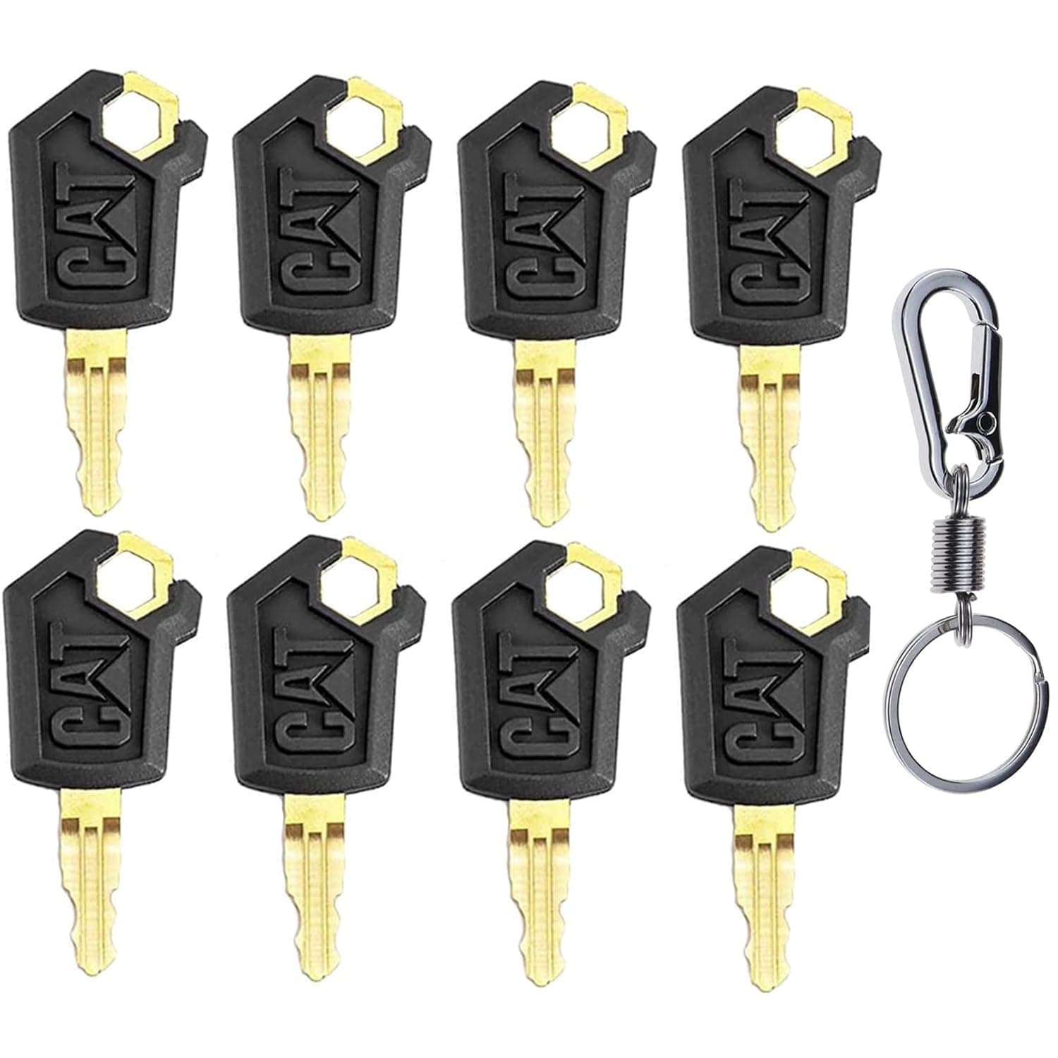 8 Pcs 5P8500 Keys with Key Chain, CAT Loaders Excavators Keys CAT Heavy Equipment Ignition Keys Replacement (5P8500)