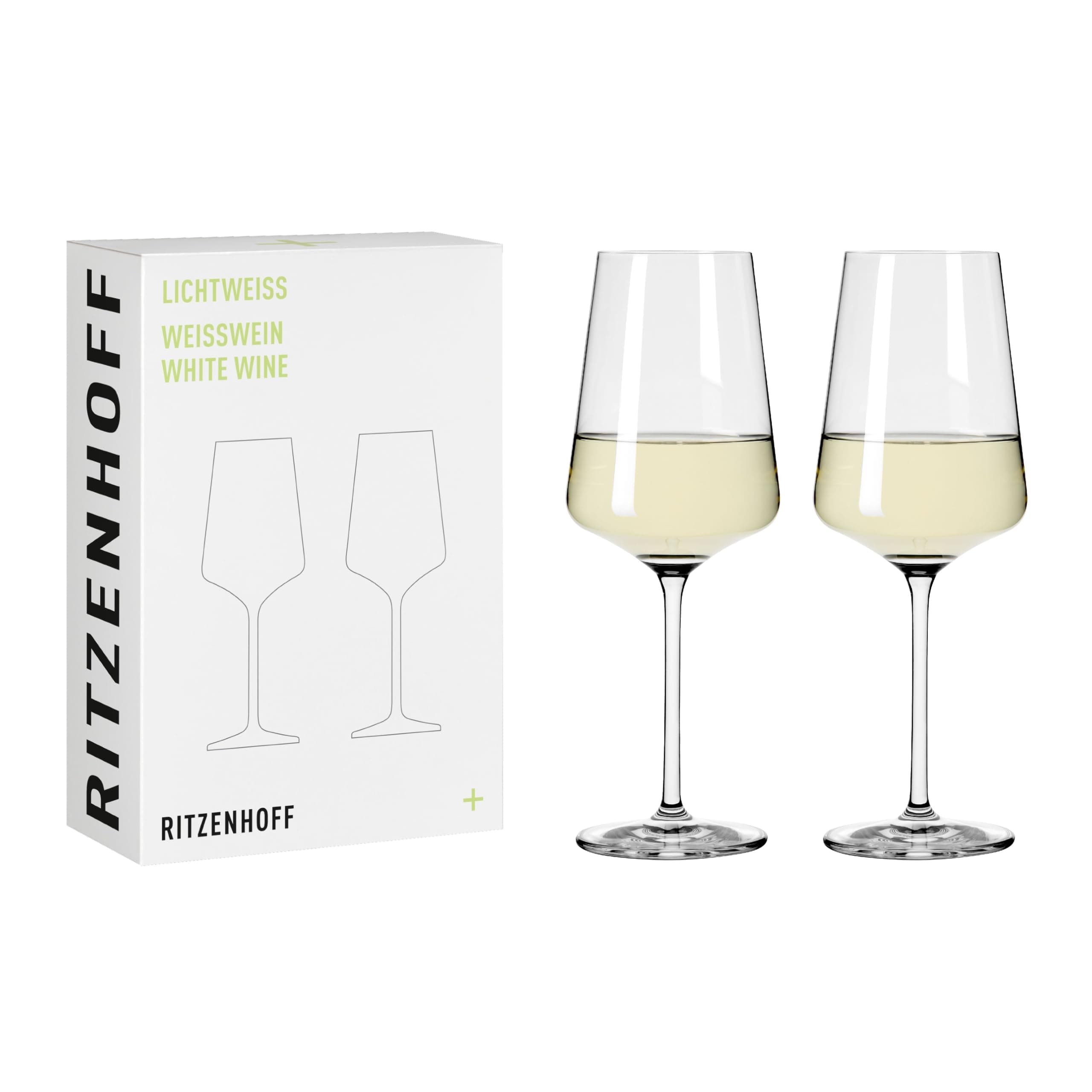 Ritzenhoff 6111006 White Wine Glass 400 ml - Light White Series - Set of 2 in Gift Set - Stylish Modern - Made in Germany