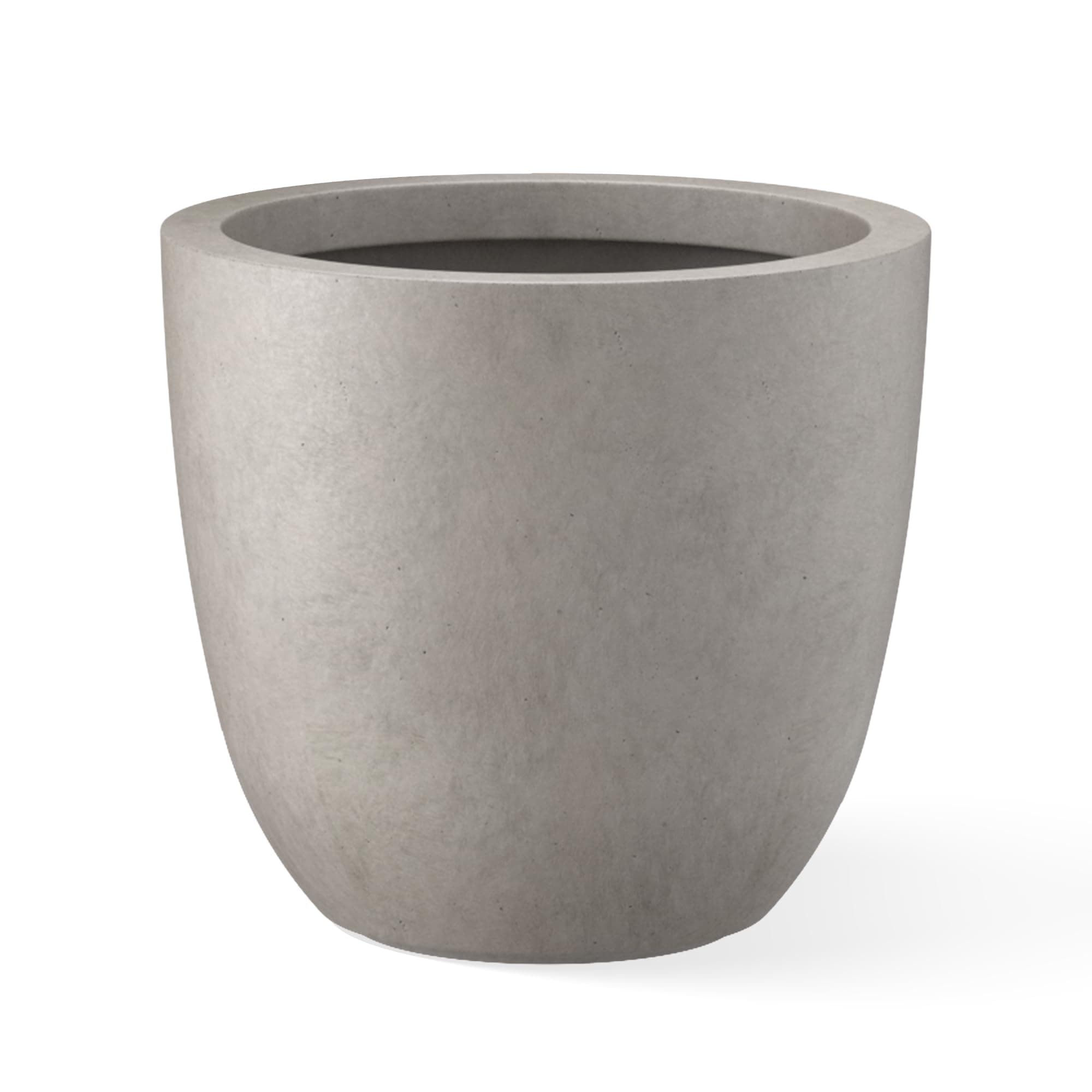 Kante 10 Inch Dia Round Concrete Planter, Indoor Outdoor Large Plant Pot with Drainage Hole and Rubber Plug for Home Patio Garden, Buff Concrete