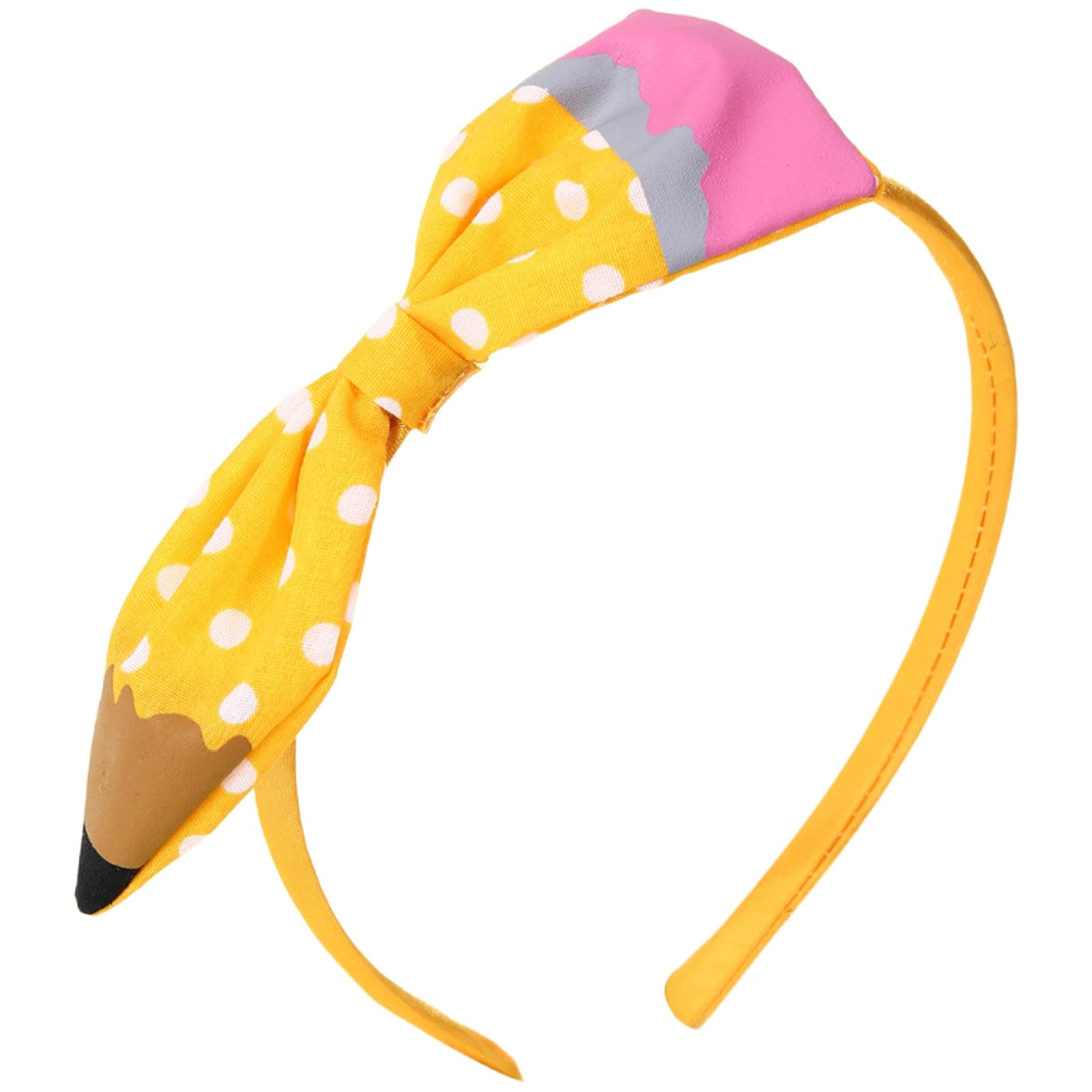 HOXIEYA Cute Yellow Pencil Bow Headband for Girls Hair Accessories Outfit