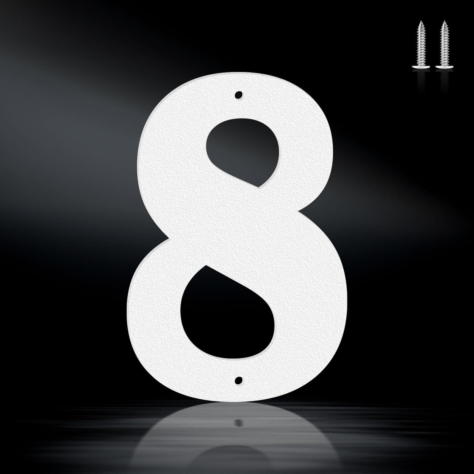 8" House Numbers for Outside Modern Address Sign - Matte White Metal Letters Door Numbers Plaque for Home Street Garden & Office Weatherproof Number Letters (Number 8)