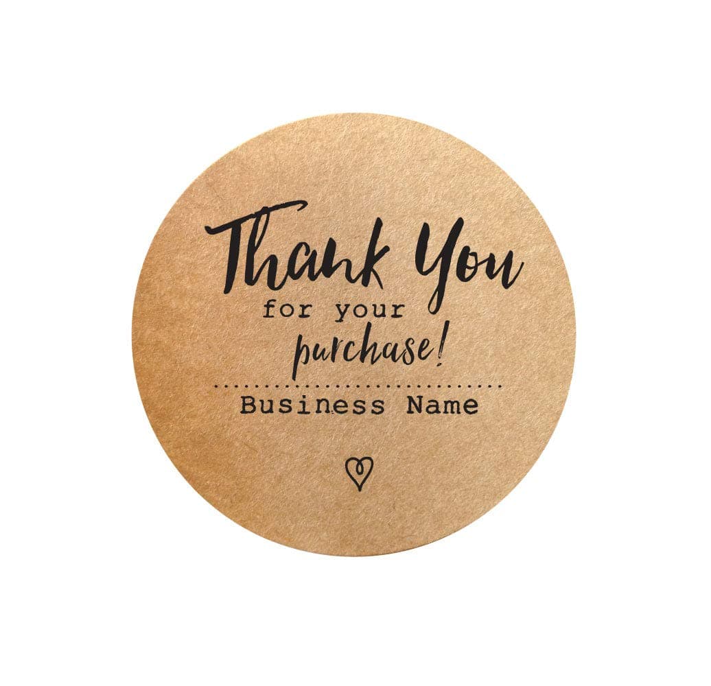 Thank You for Your Purchase Sticker Labels - 1.5" Round Stickers - Personalized/Customized with Business Name - Set of 60 Labels : PaperColorful