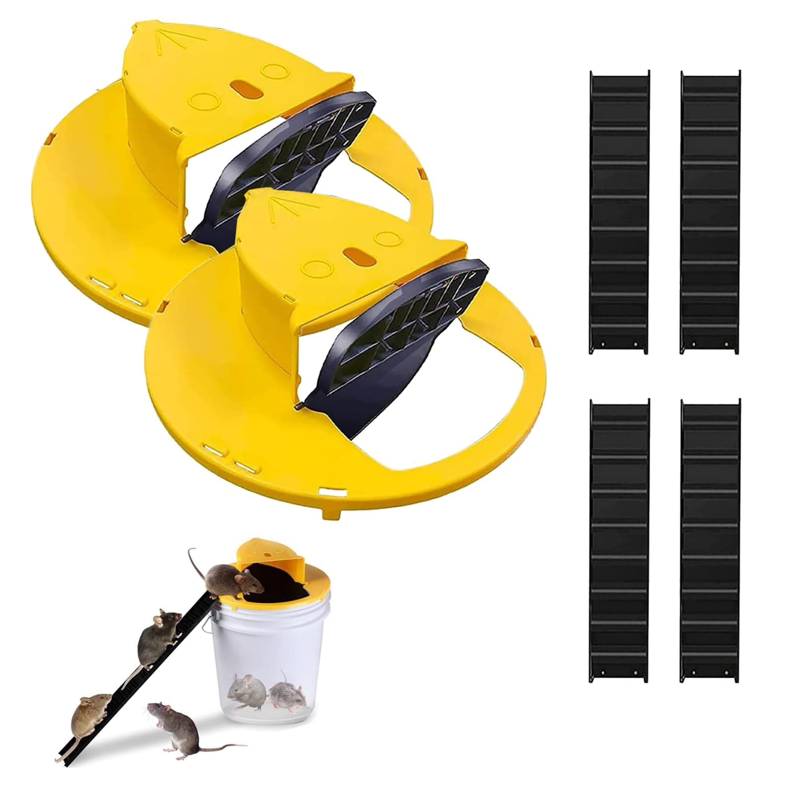 5 Gallon Bucket Lid Mouse Rat Trap 2 Pack-Mice Mouse Trap Bucket Flip Lid,Mouse Trap Bucket Indoor Outdoor,Mouse Trap Bucket Lid Auto Reset,Reusable Mouse Trap Bucket Lid,Humane Mouse Trap