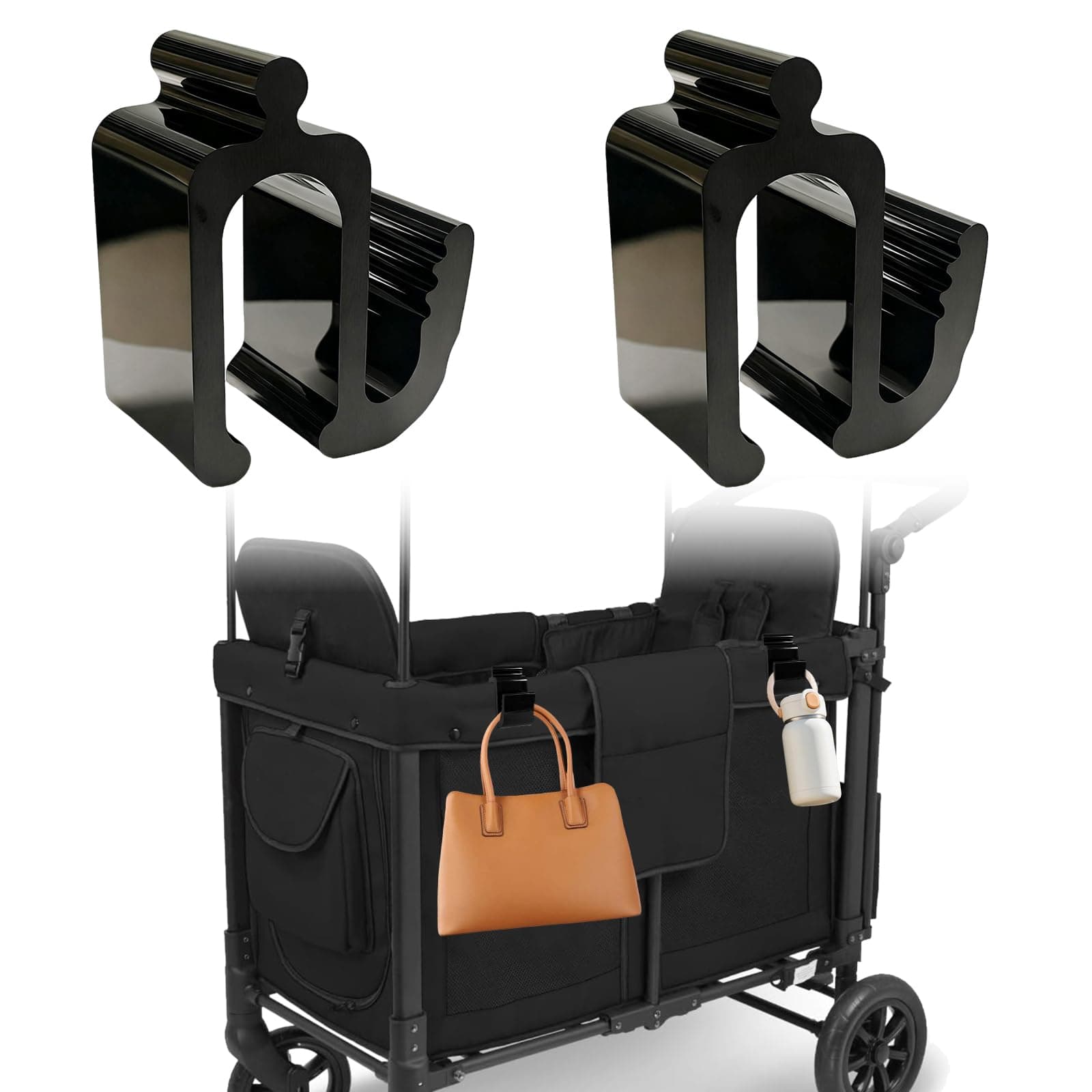 Upgraded 30kg Side Hooks, Sturdy & Space-Saving, for Tall-Frame Wagons