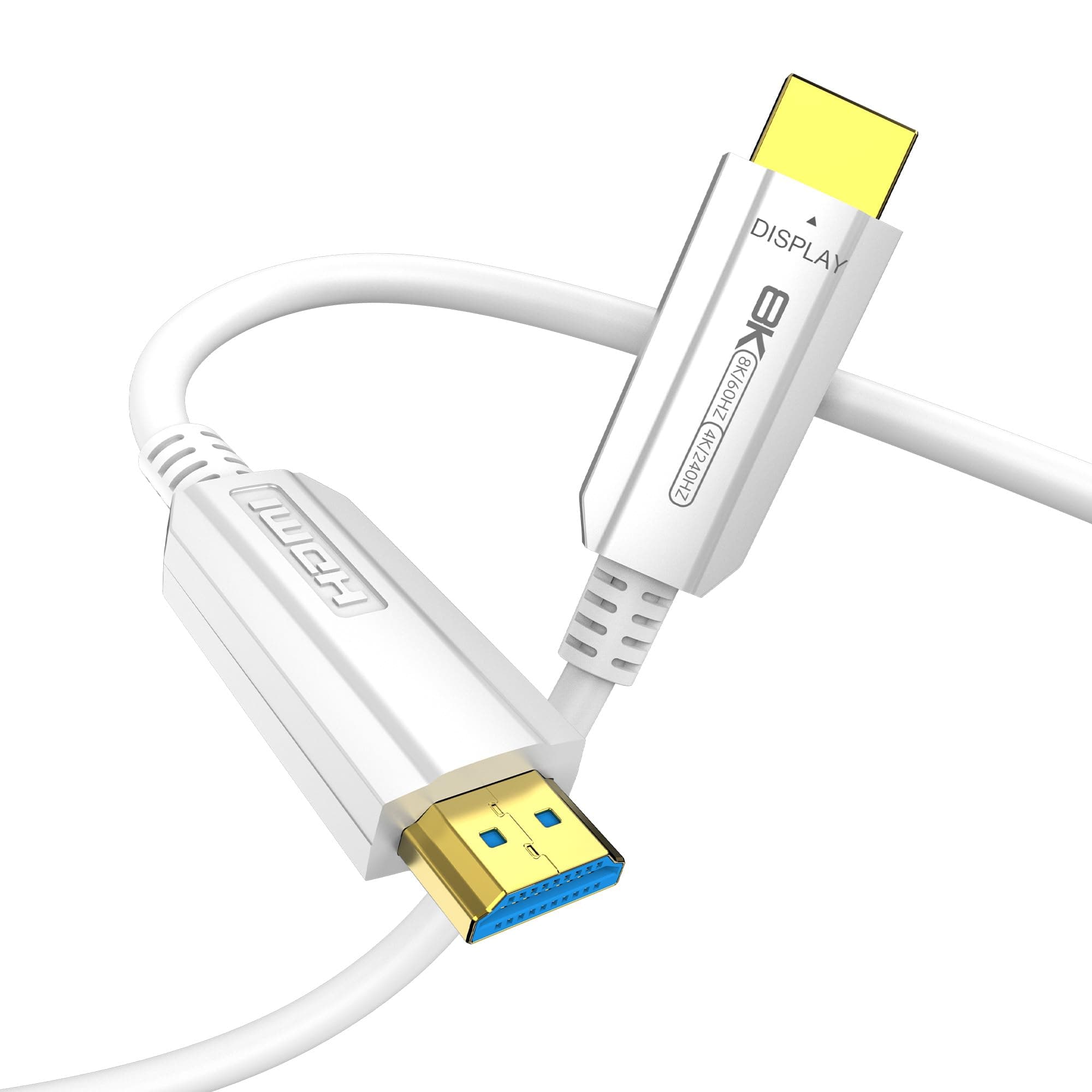 LINKJUN Fiber Optic HDMI Cable 6FT, 8K Long HDMI 2.1 Cable, 48Gbps White HDMI Cable 8K@60Hz 4K@120Hz, Dynamic HDR, eARC, HDCP 2.2&2.3, 3D, for Laptop, PC, Monitor, PS5, PS4, Xbox, HDTV, Projector